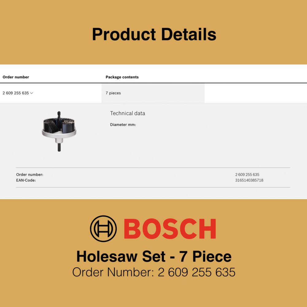 Bosch Holesaw Set 7 Piece - Product Details