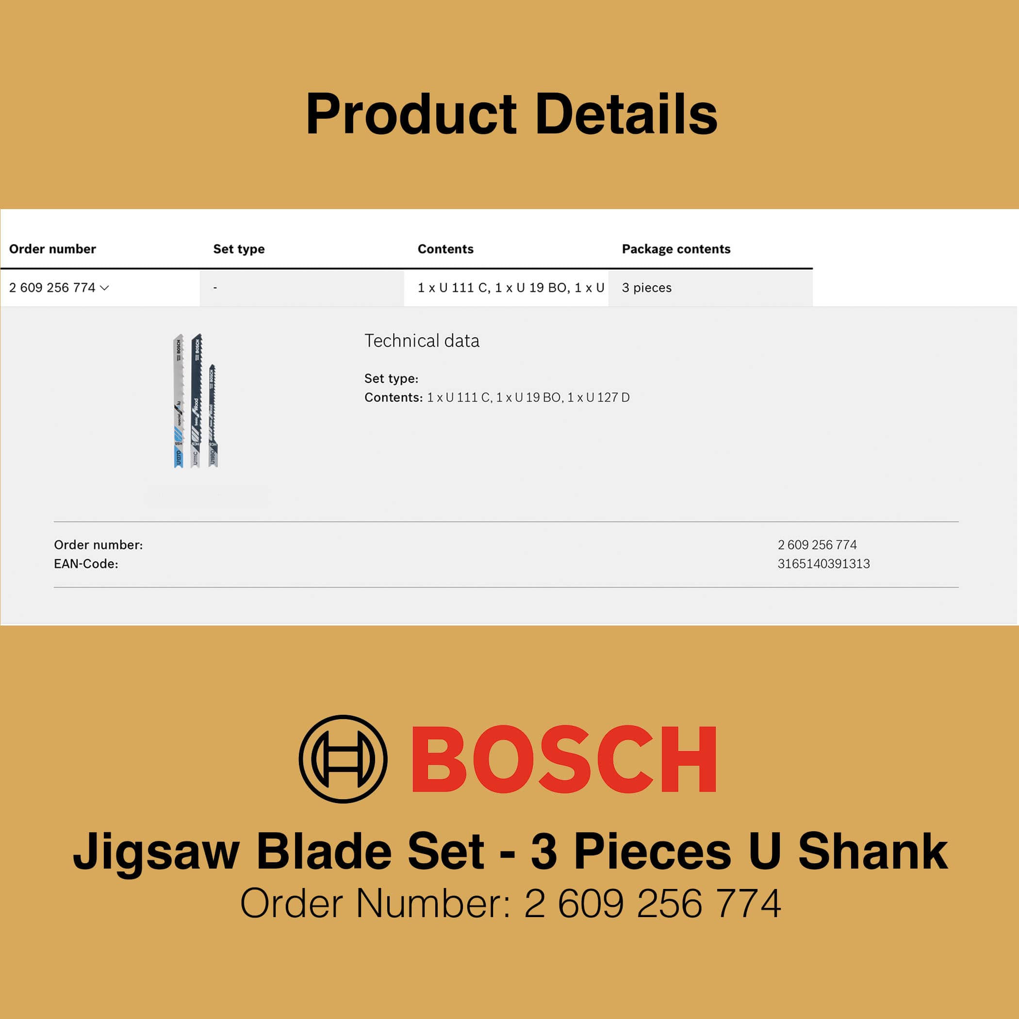 Bosch Jigsaw Blade Set U Shank - Product Details