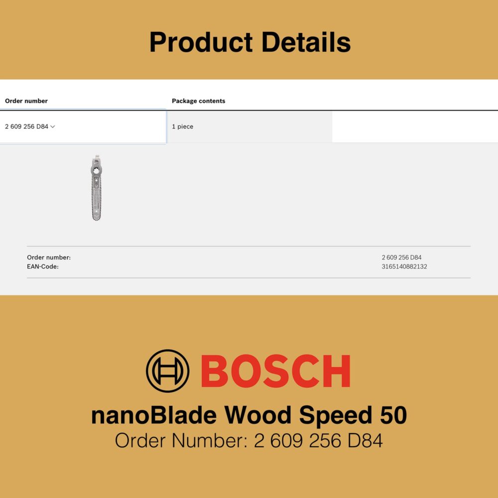 Bosch nanoBlade WoodSpeed 50 - Product Details