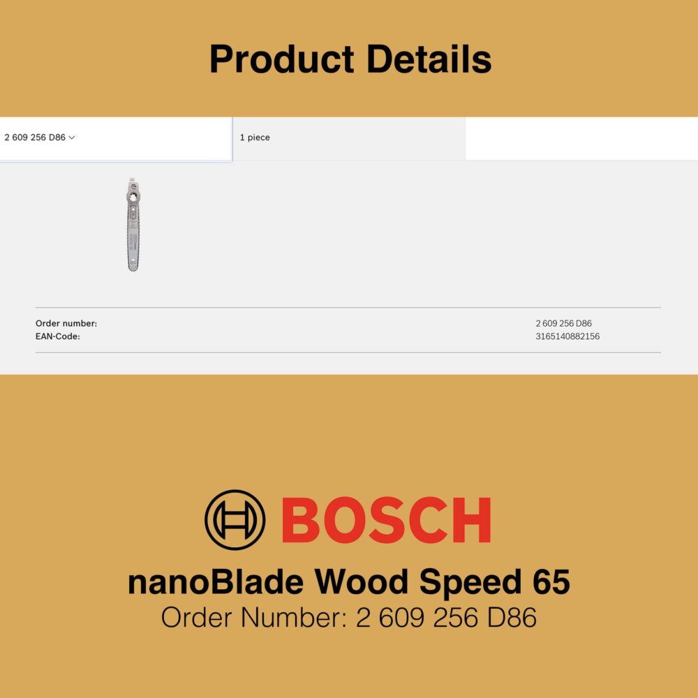 Bosch nanoBlade WoodSpeed 65 - Product Details