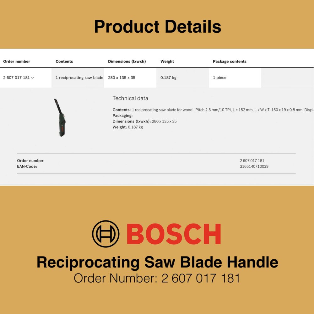 Bosch Reciprocating Saw Blade Handle - Product Details