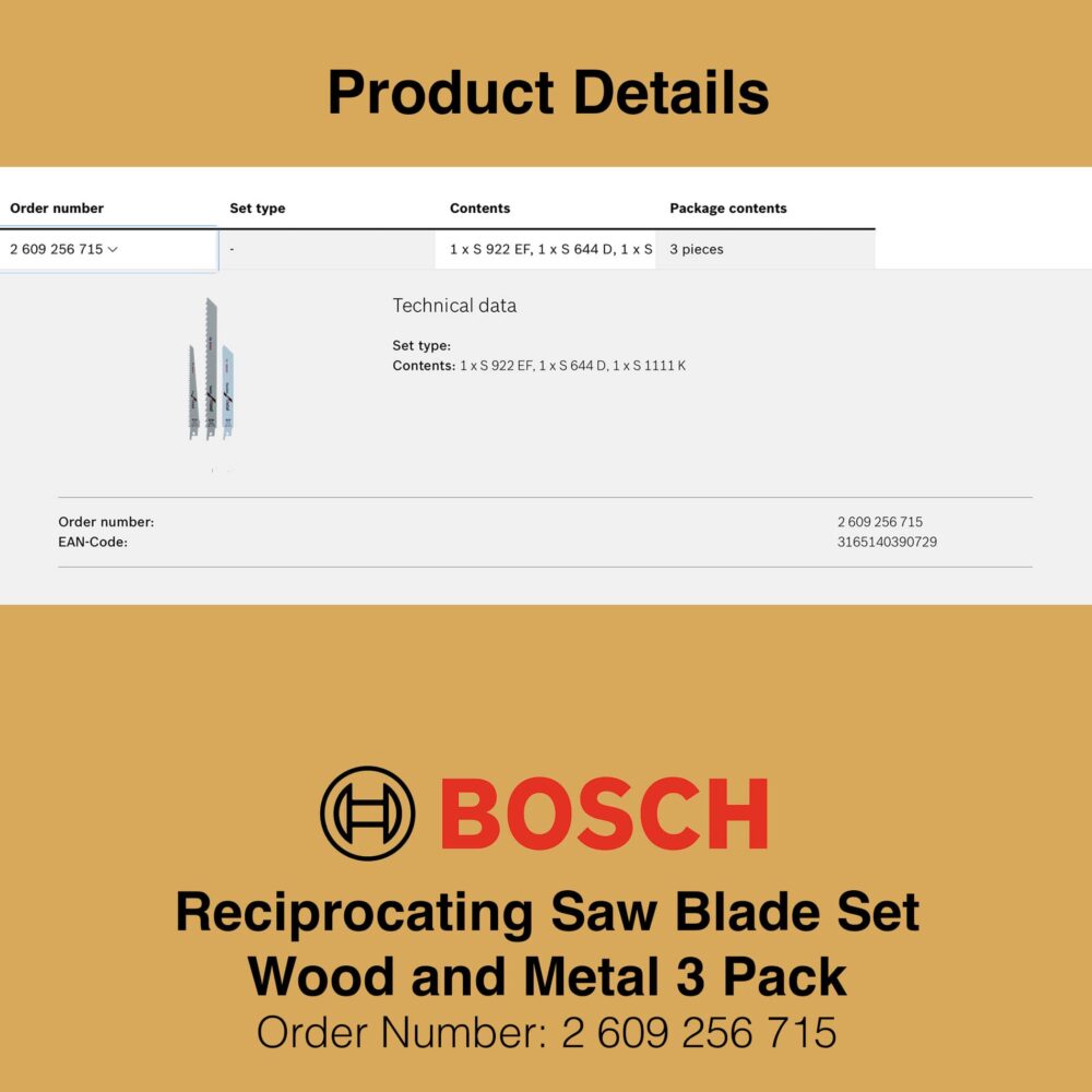 Bosch Reciprocating Saw Blade Set 2 - Product Details