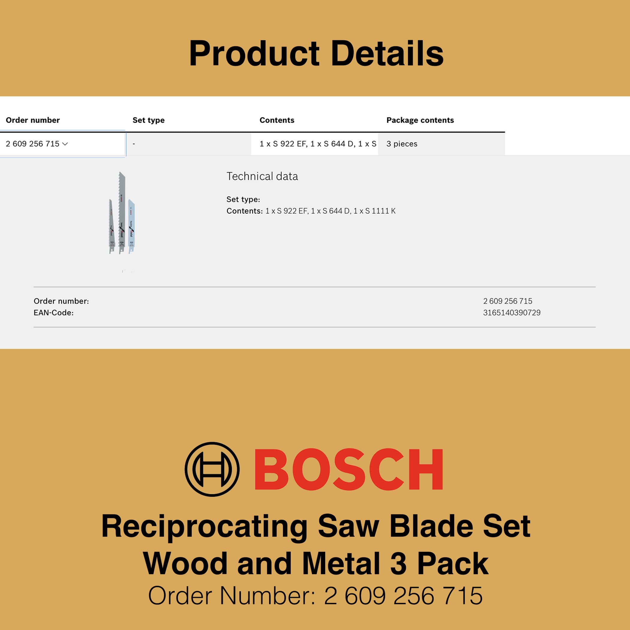 Bosch Reciprocating Saw Blade Set 2 - Product Details