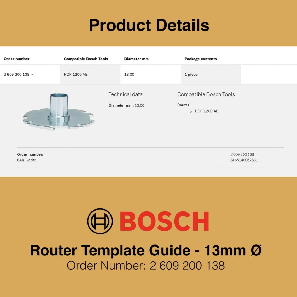 Bosch Router Template Guides 13mm - Product Details