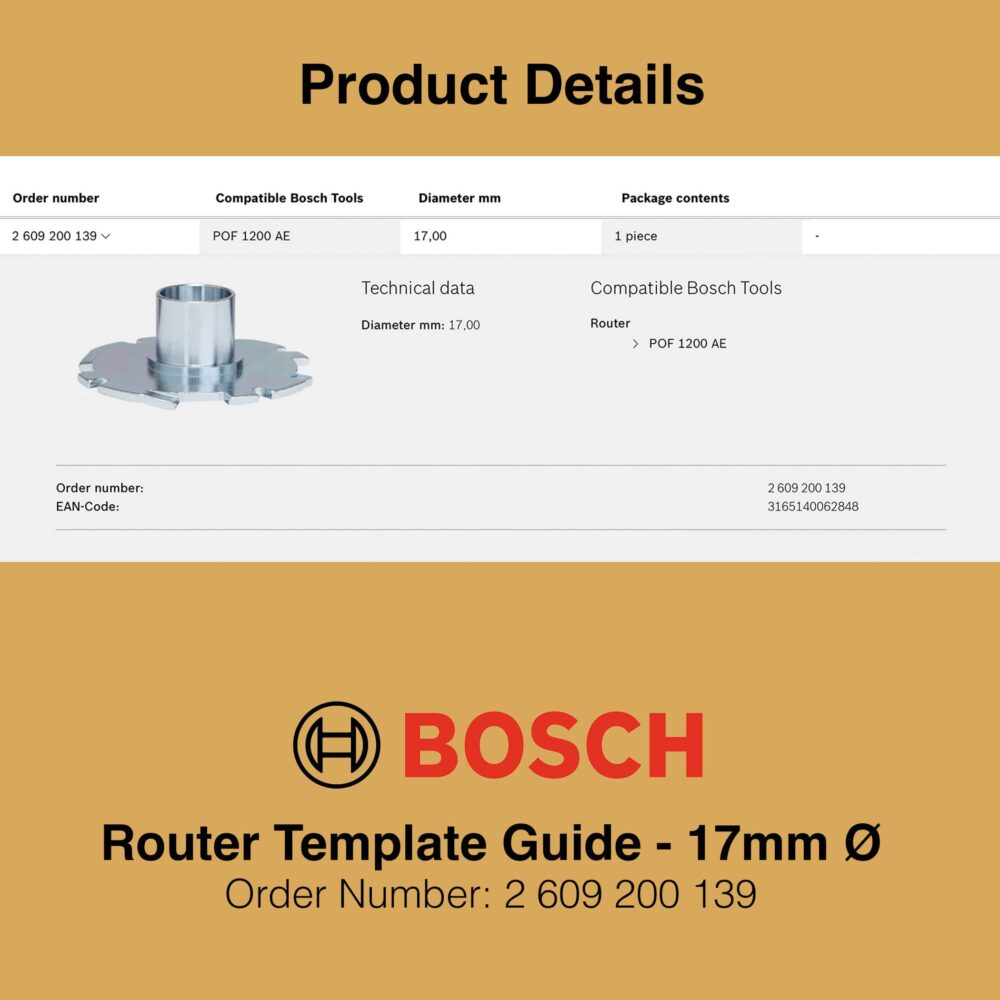 Bosch Router Template Guides 17mm - Product Details
