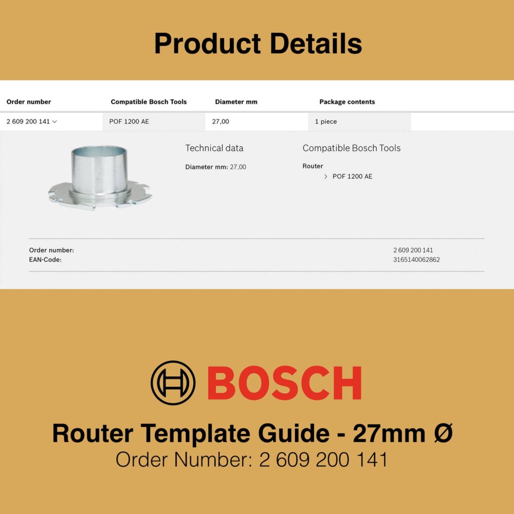 Bosch Router Template Guides 27mm - Product Details