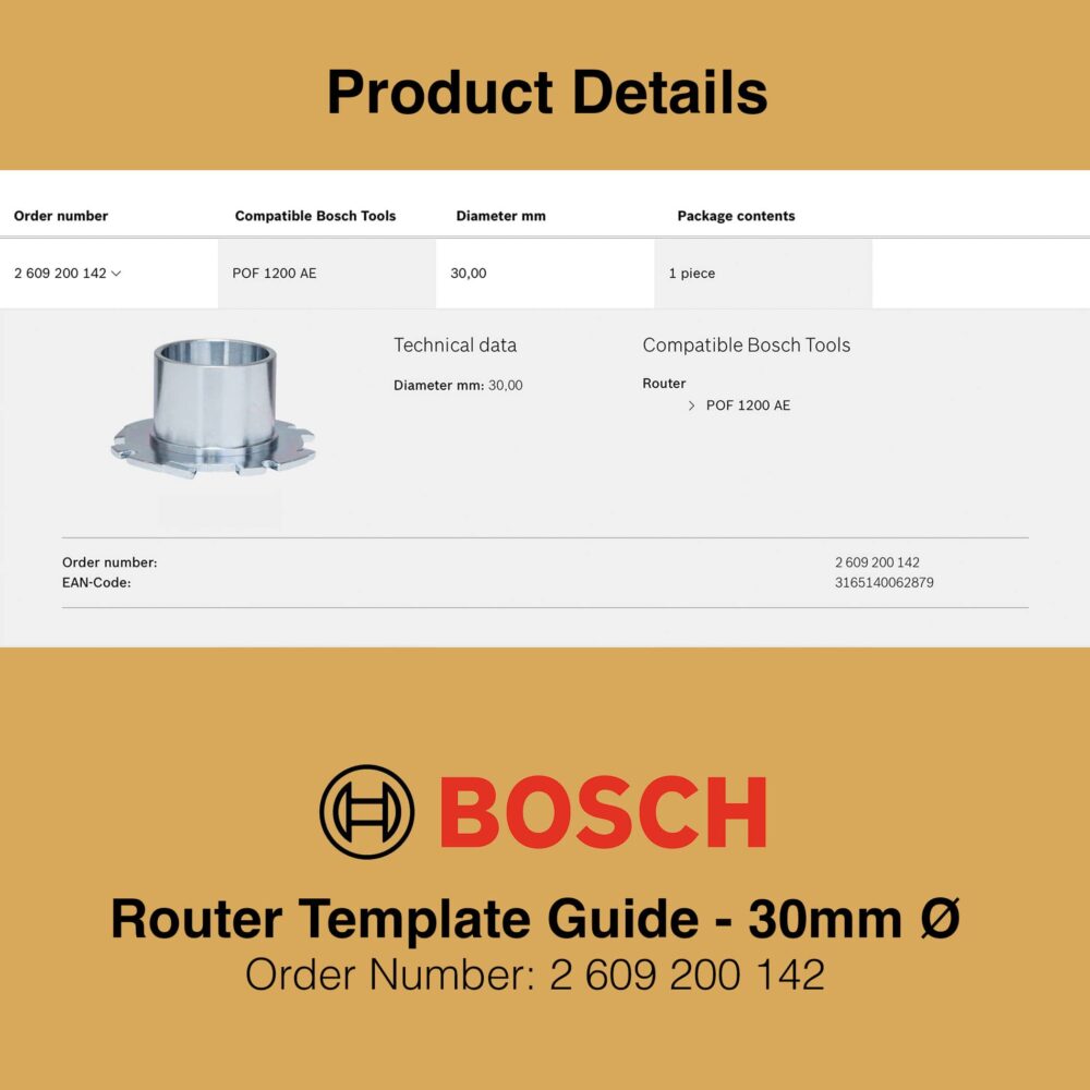 Bosch Router Template Guides 30mm - Product Details