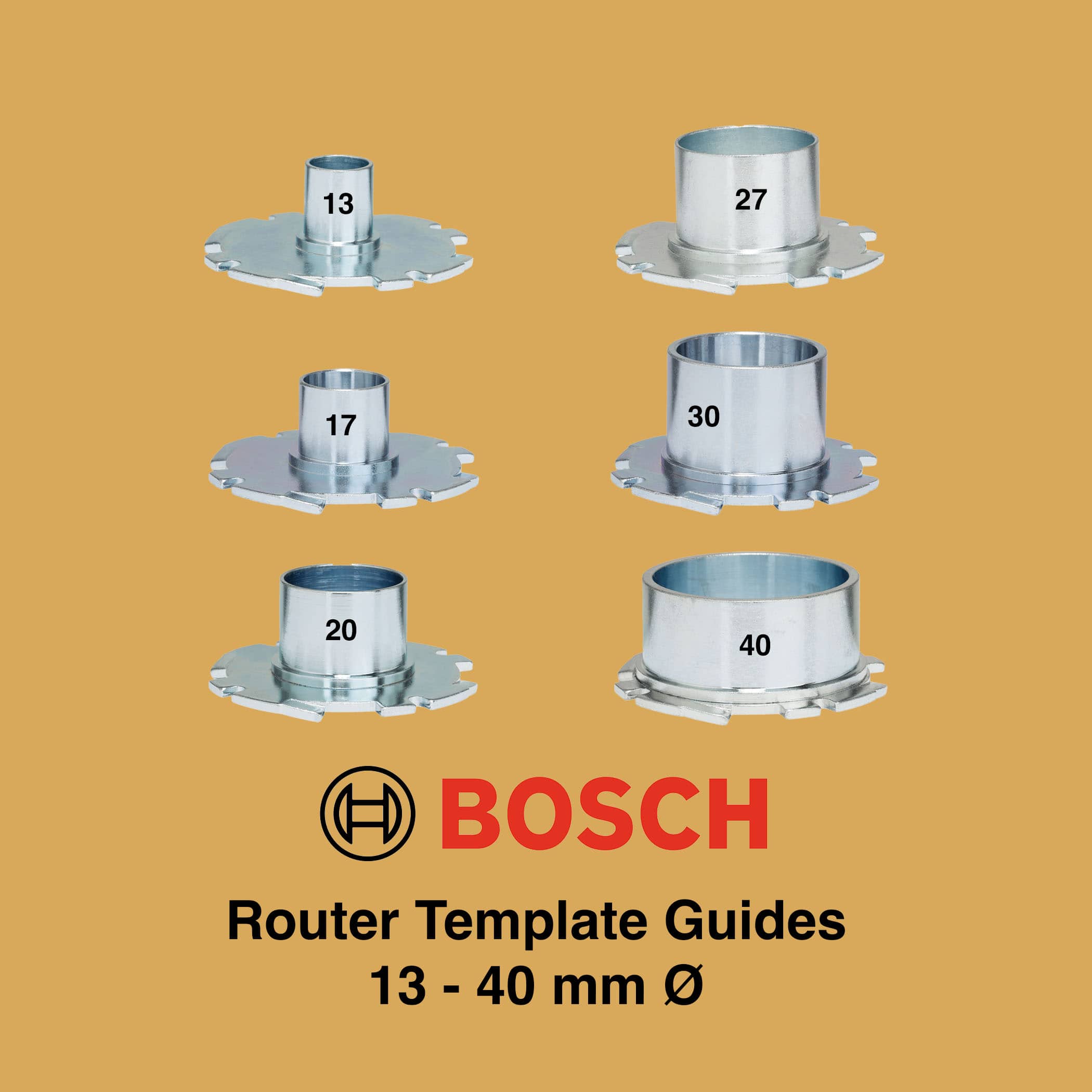 Bosch Router Template Guides 10-40mm - Gallery Image