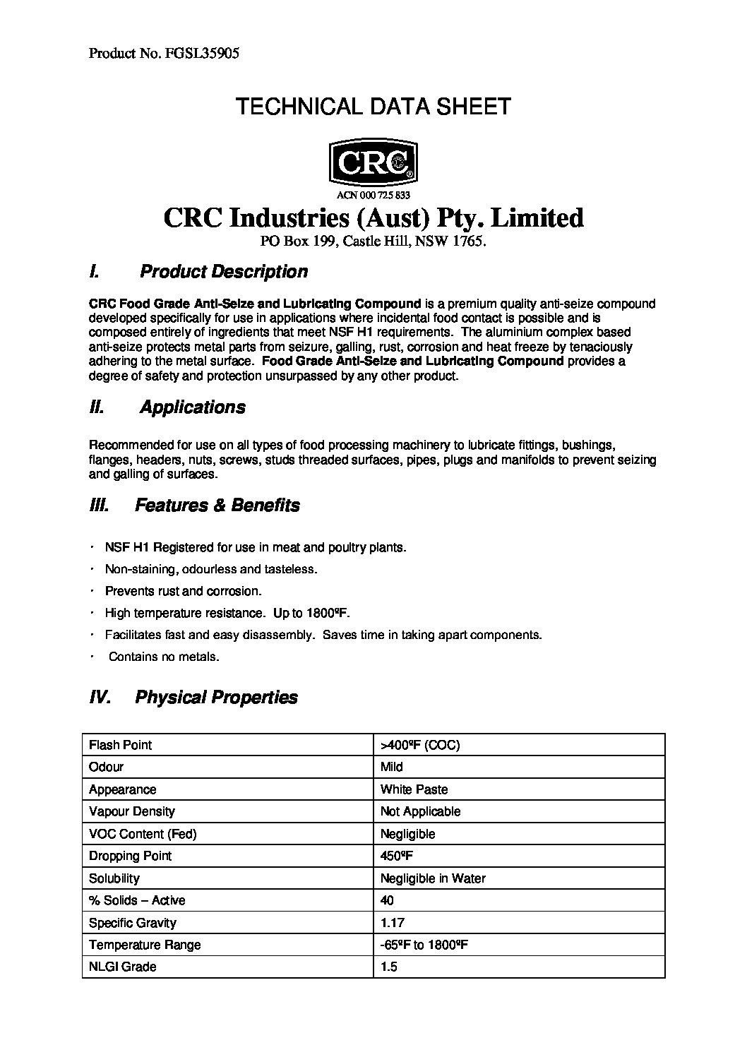 Technical Specifications