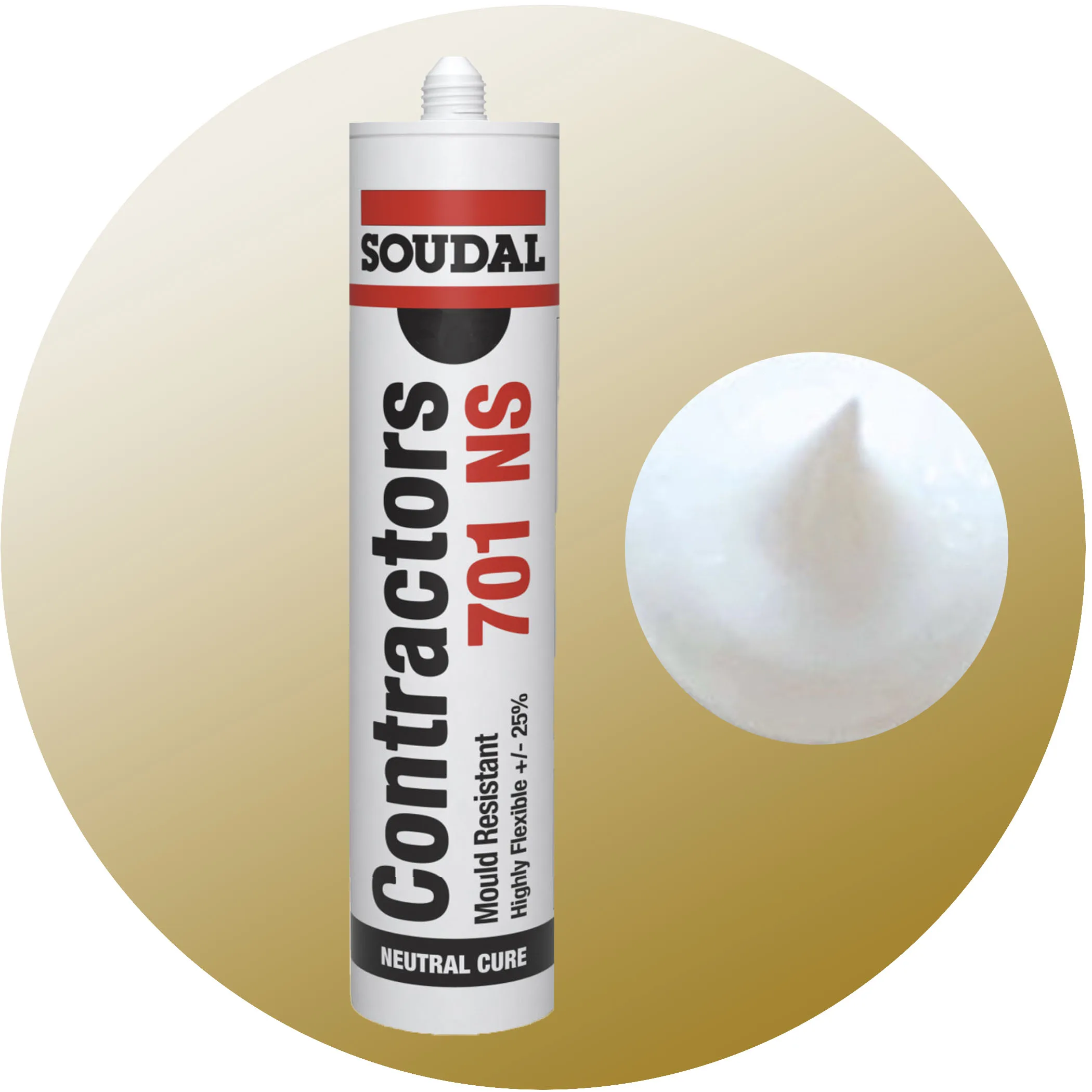 Soudal Contractors 701 NS Silicone - Brilliant White Single Cartridge Variation Image