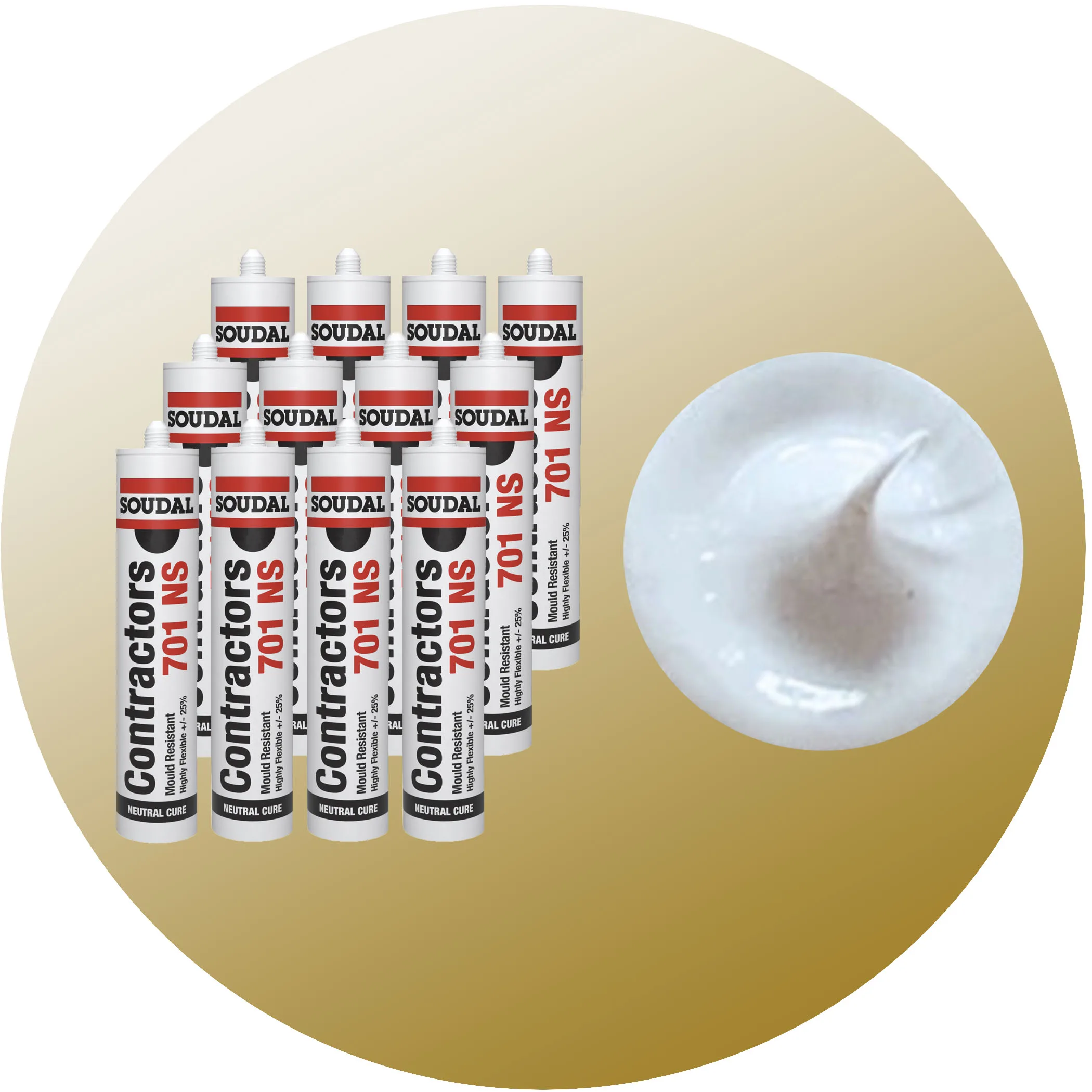 Soudal Contractors 701 NS Silicone - Tile Grey 12 Pack Variation Image