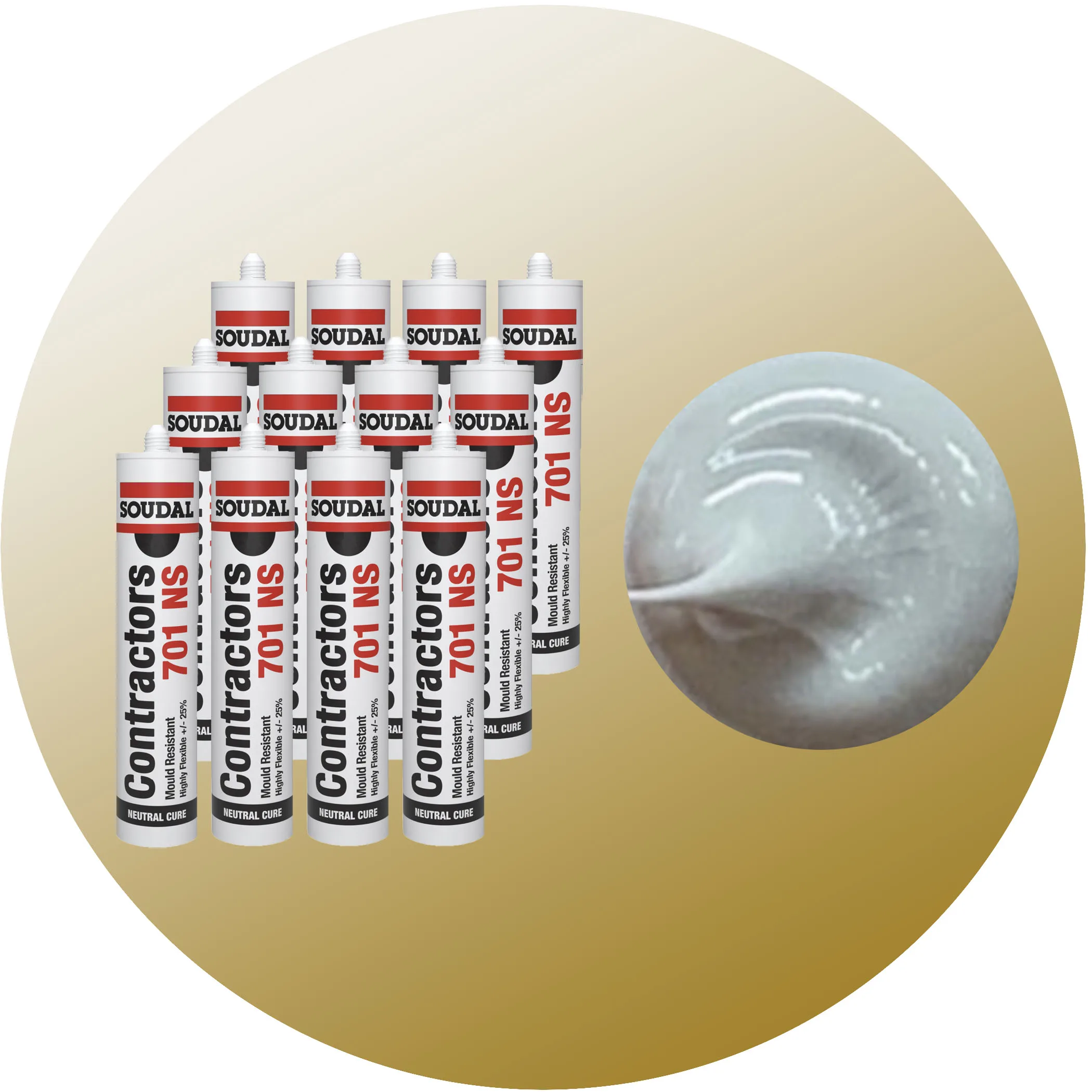 Soudal Contractors 701 NS Silicone - Medium Grey 12 Pack Variation Image