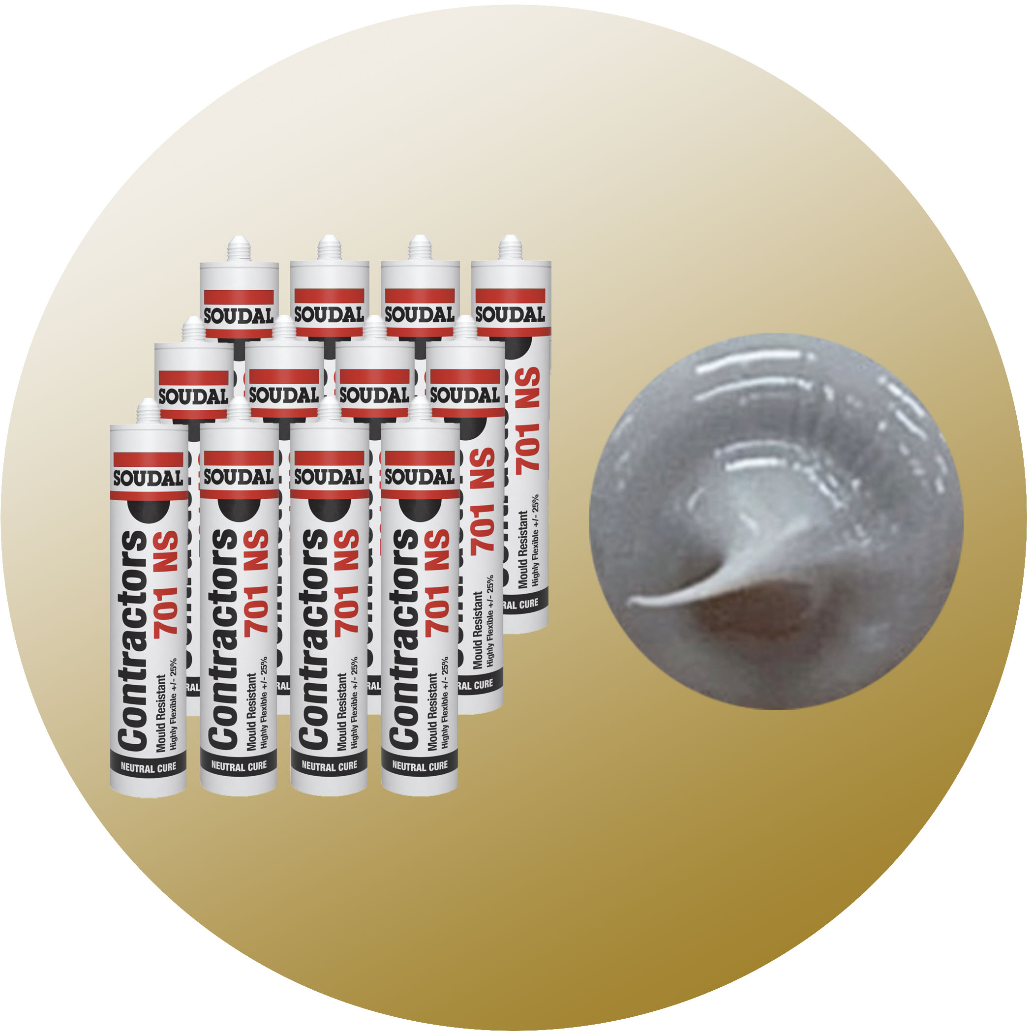 Soudal Contractors 701 NS Silicone - Cement Grey 12 Pack Variation Image