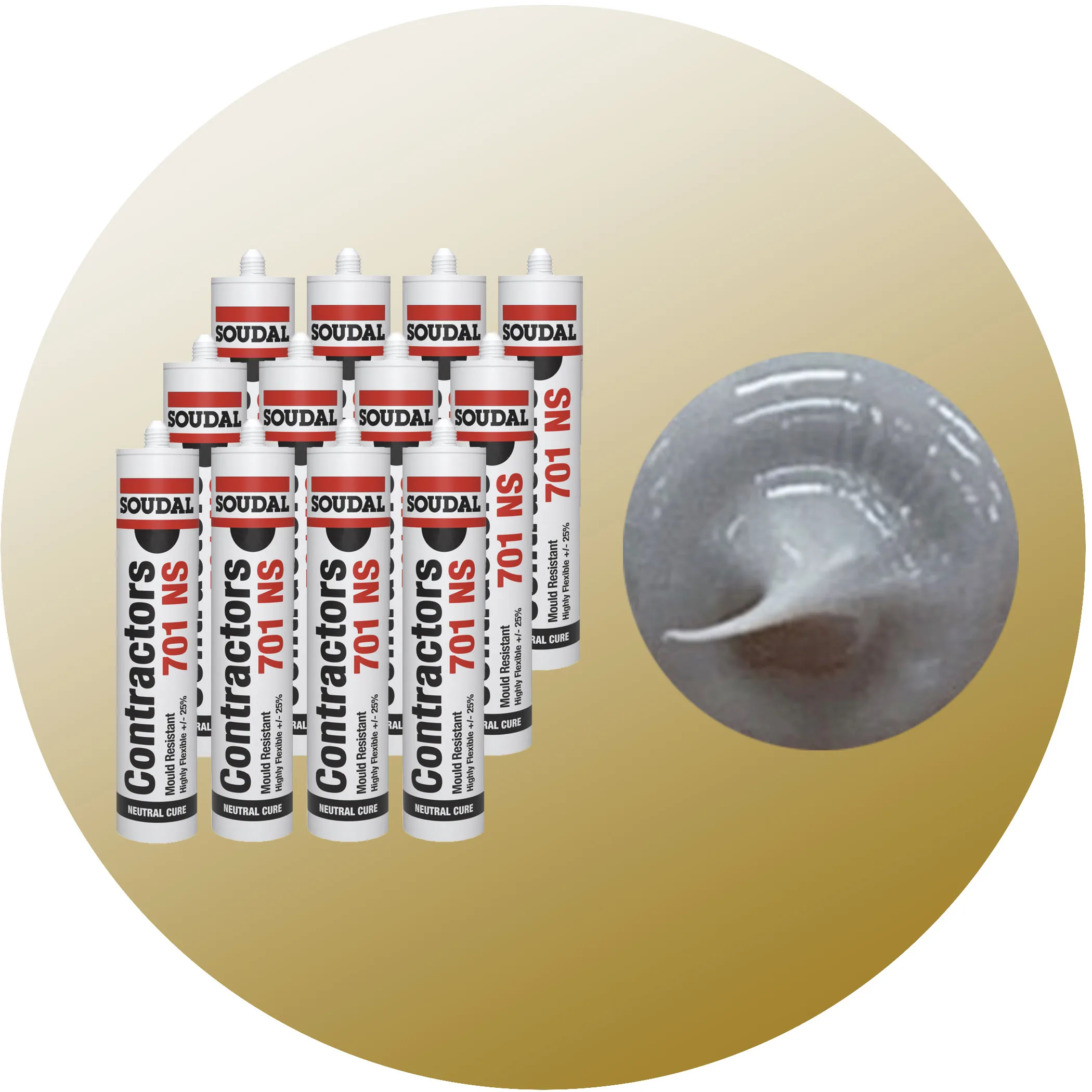 Soudal Contractors 701 NS Silicone - Cement Grey 12 Pack Variation Image