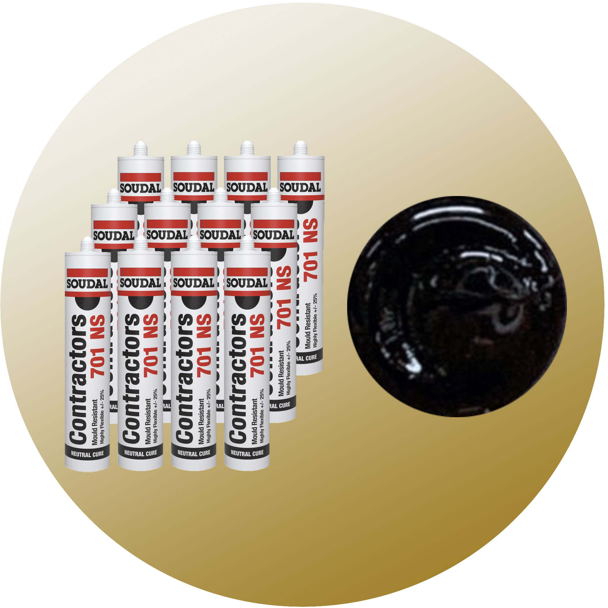 Soudal Contractors 701 NS Silicone - Black 12 Pack Variation Image