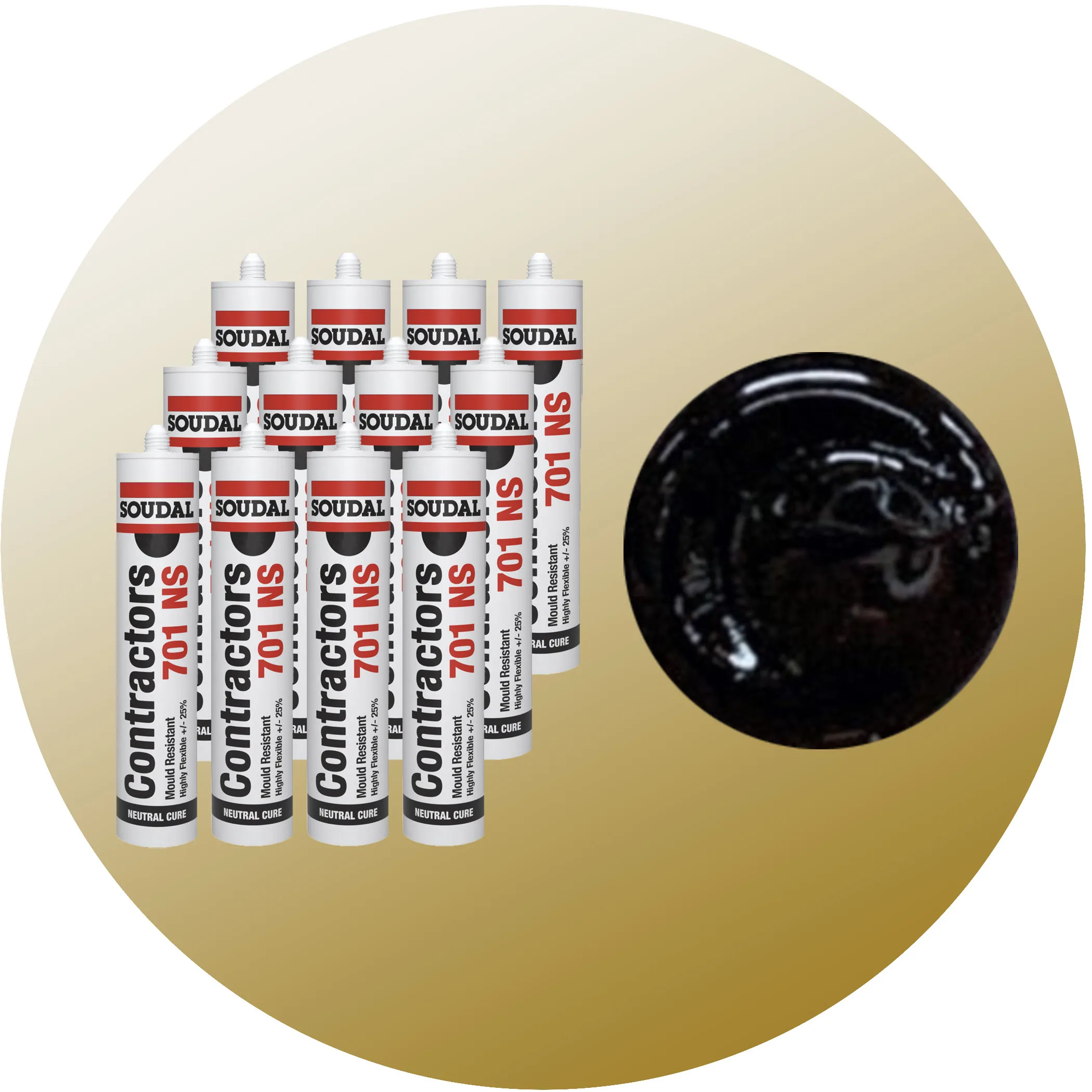 Soudal Contractors 701 NS Silicone - Black 12 Pack Variation Image