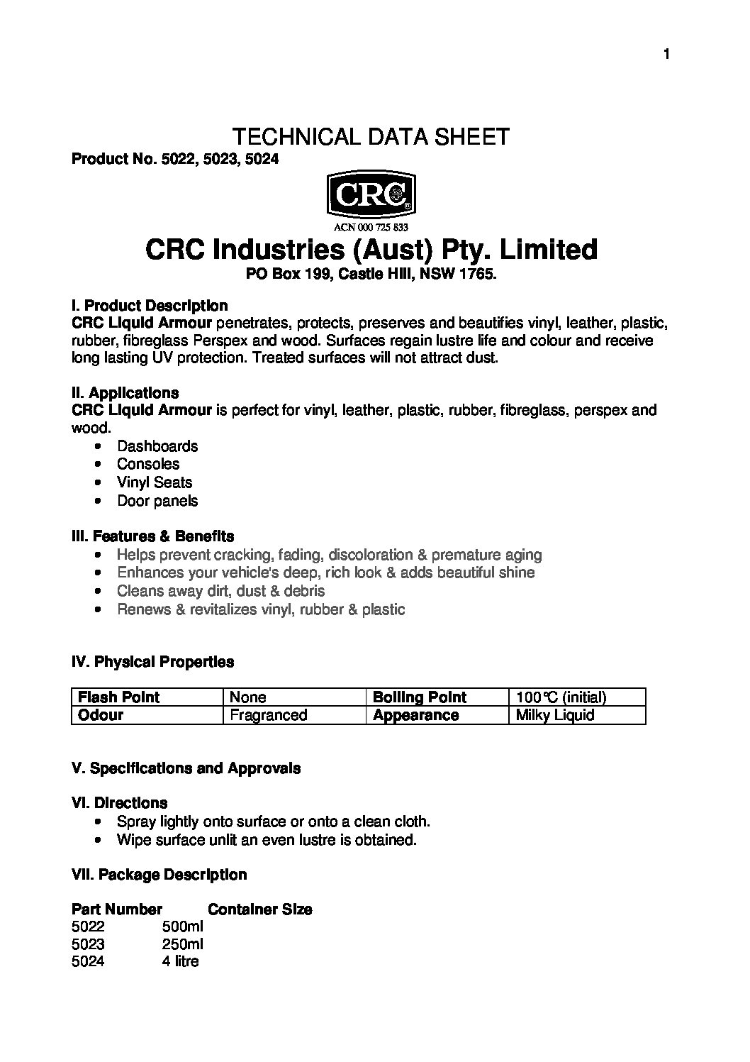 Technical Specifications