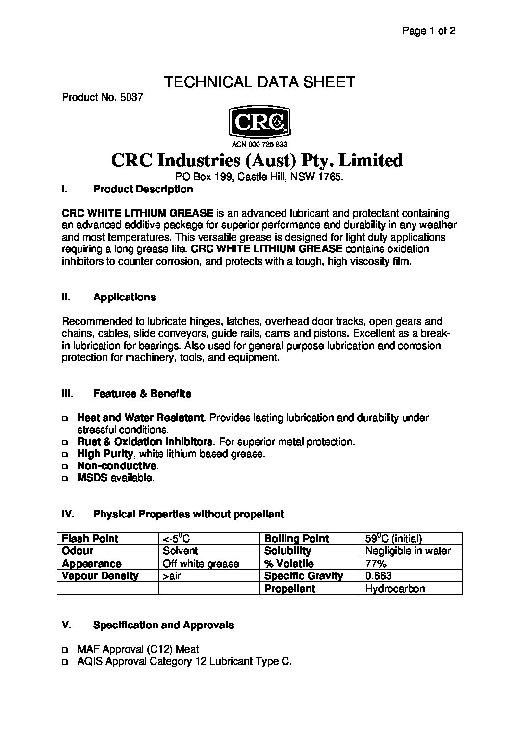 Technical Specifications
