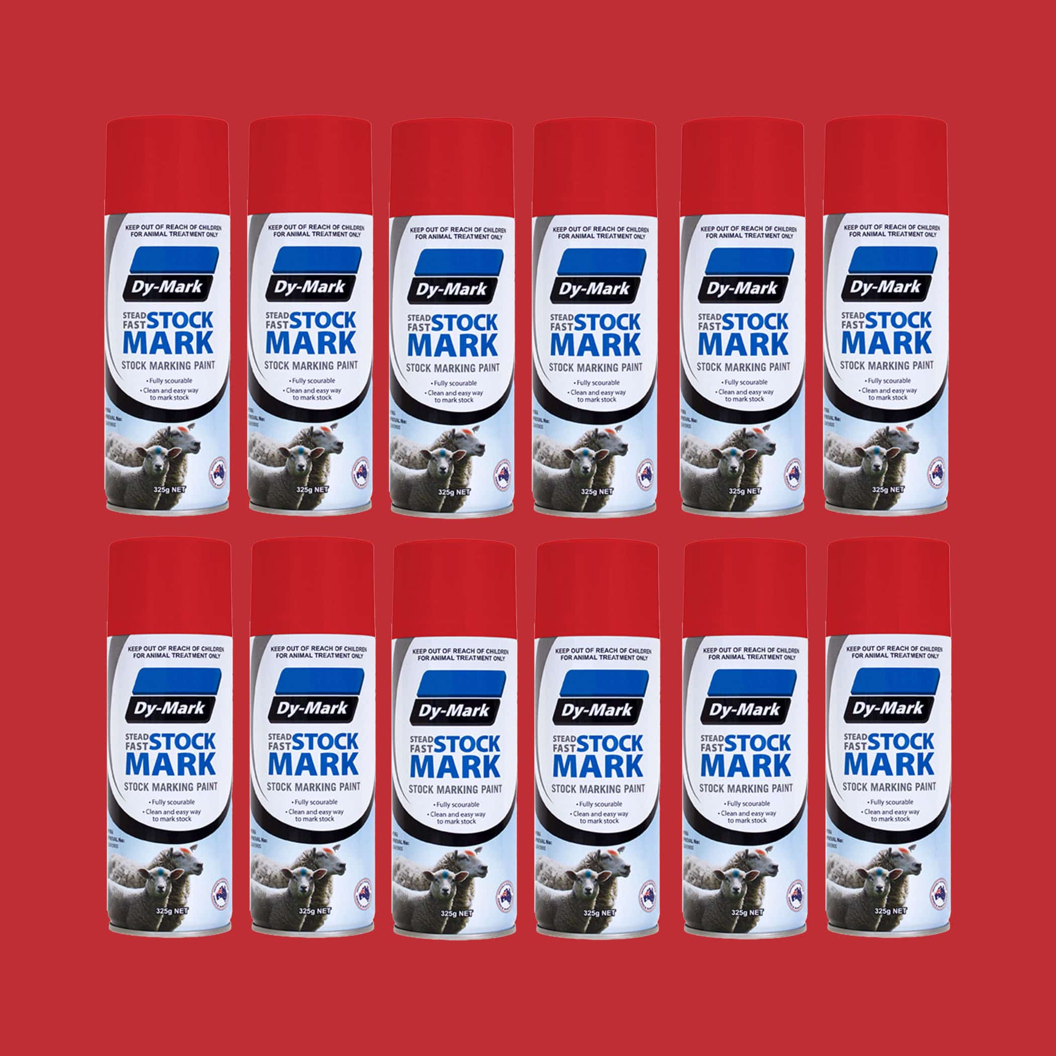 Dy-Mark Steadfast Stock Marking Paint - 12 Pack Red Variation Image