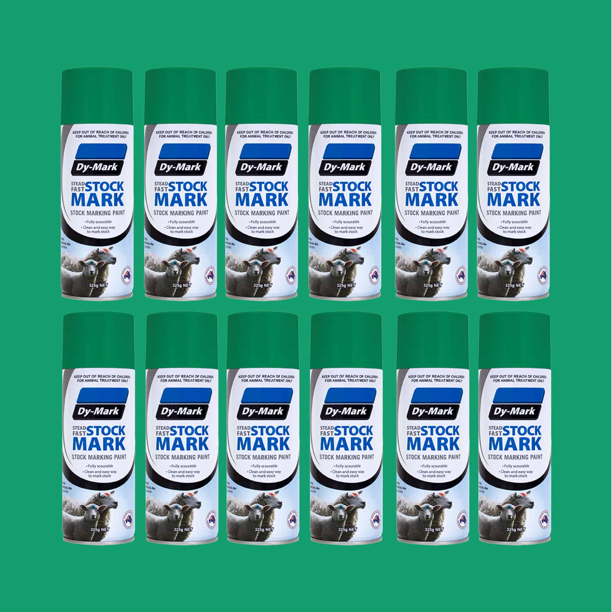 Dy-Mark Steadfast Stock Marking Paint - 12 Pack Green Variation Image