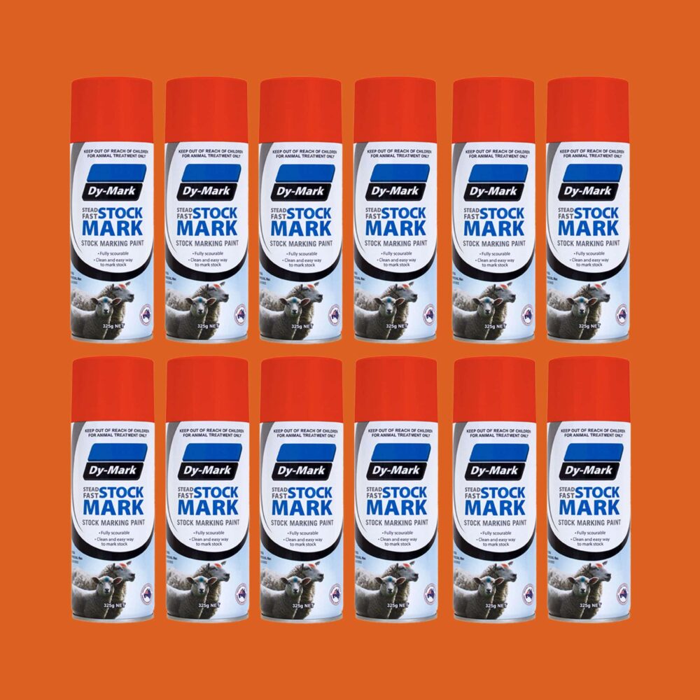 Dy-Mark Steadfast Stock Marking Paint - 12 Pack Orange Variation Image