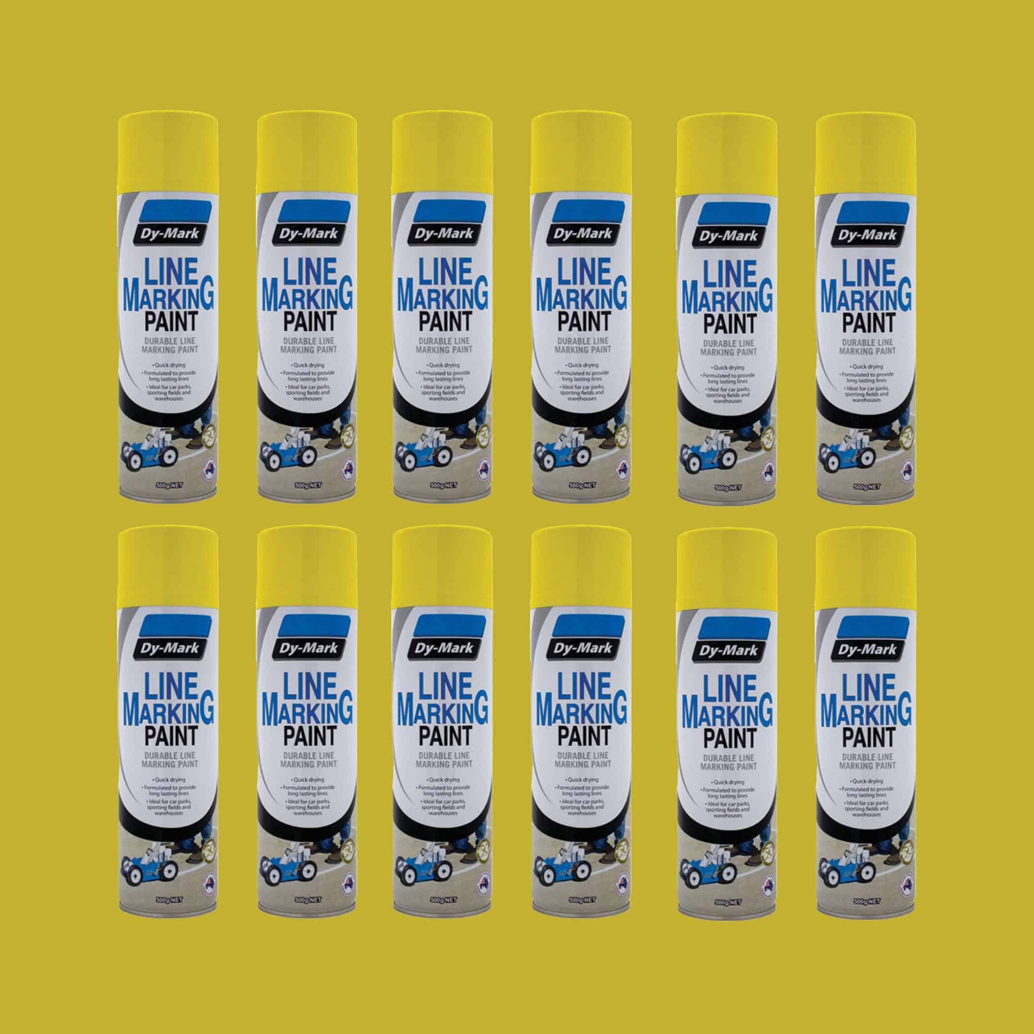 Dy-Mark Line Marking Paint - 12 Pack Yellow Variation Image