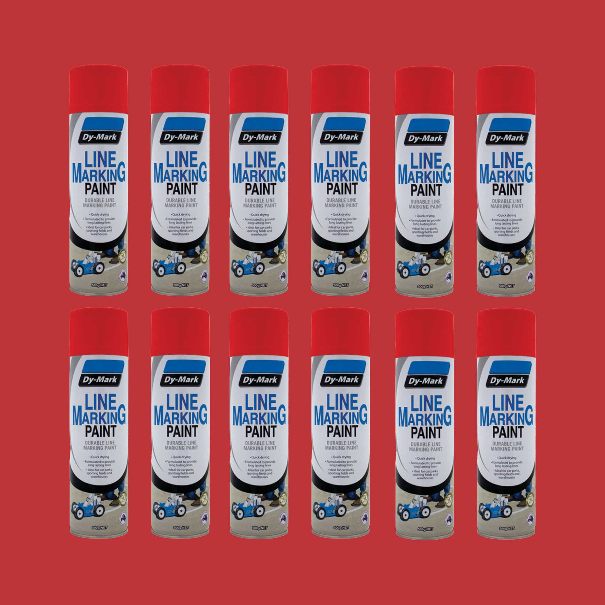 Dy-Mark Line Marking Paint - 12 Pack Red Variation Image