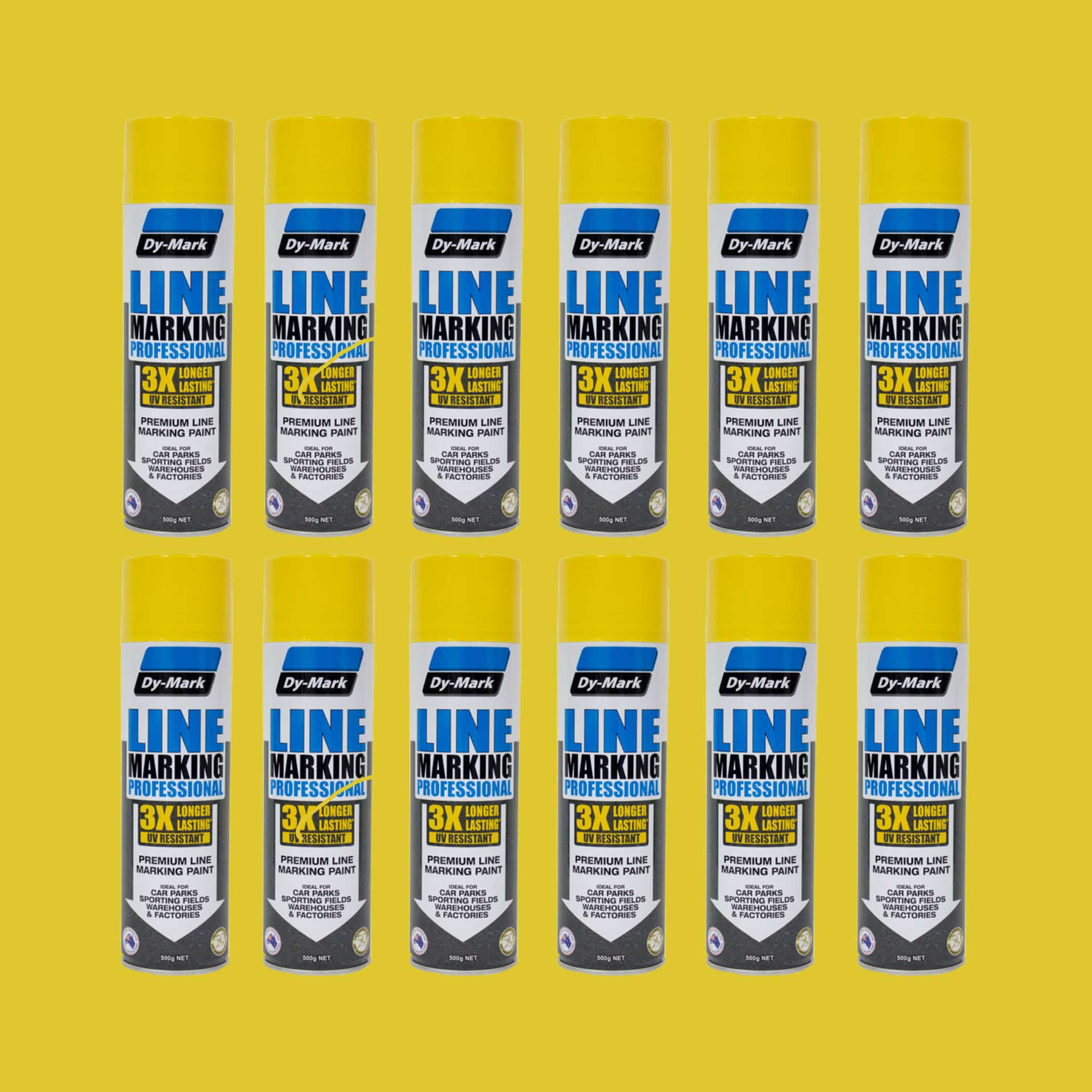 Dy-Mark Professional Line Marking Paint - 12 Pack Yellow Variation Image