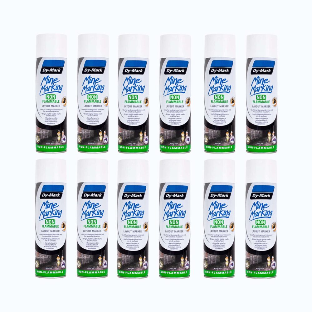 Dy-Mark Non Flammable Mine Marking Paint - Horizontal - 12 Pack White Image