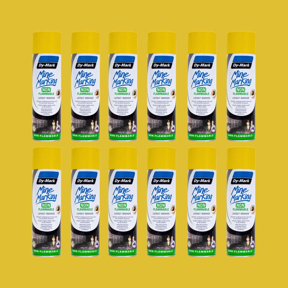 Dy-Mark Non Flammable Mine Marking Paint - Horizontal - 12 Pack Yellow Image