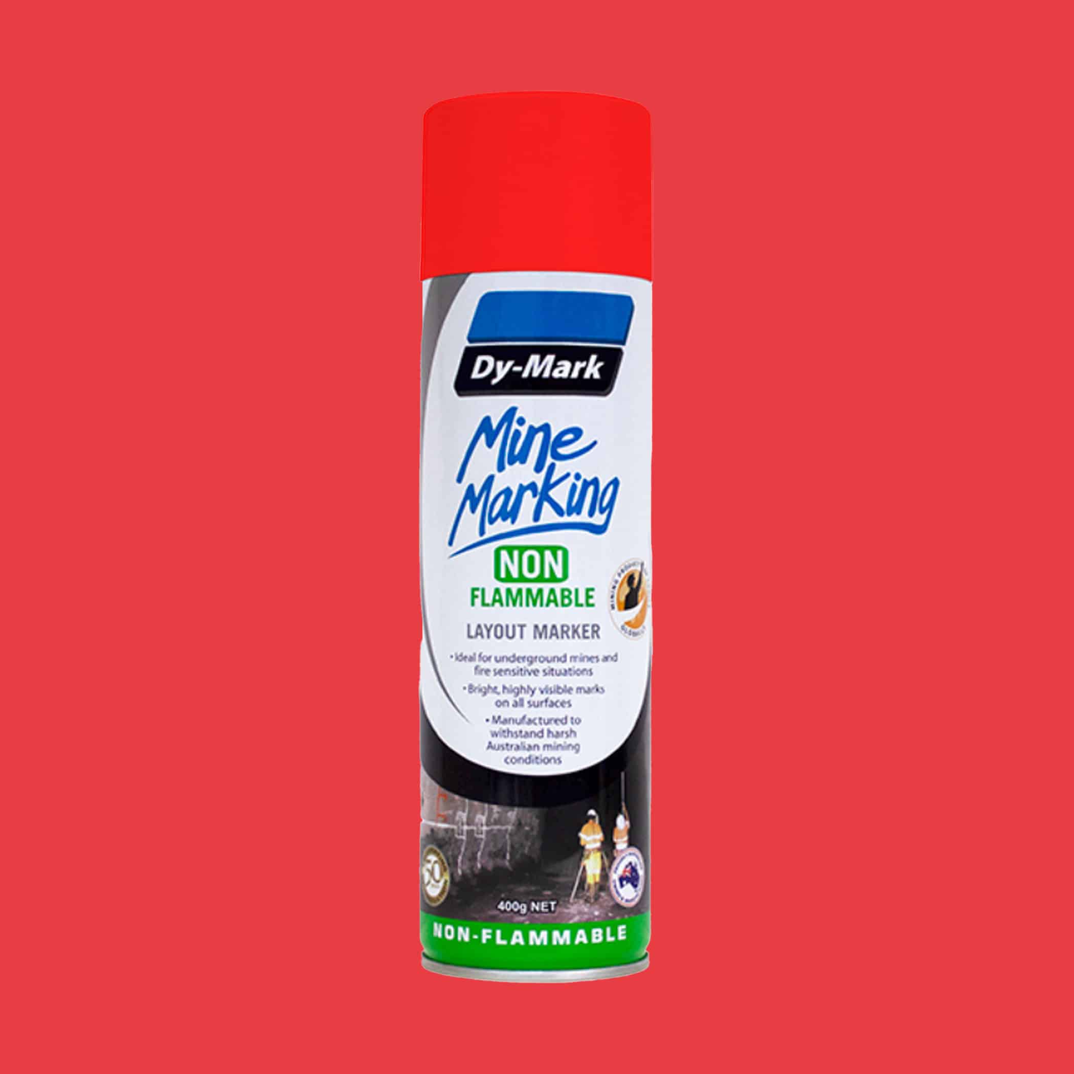 Dy-Mark Non Flammable Mine Marking Paint - Horizontal - Single Item Fluoro Red Image