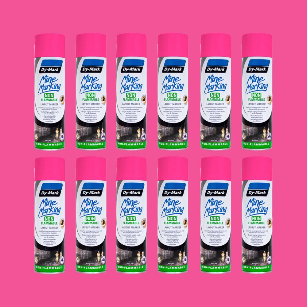 Dy-Mark Non Flammable Mine Marking Paint - Horizontal - 12 Pack Fluoro Pink Image