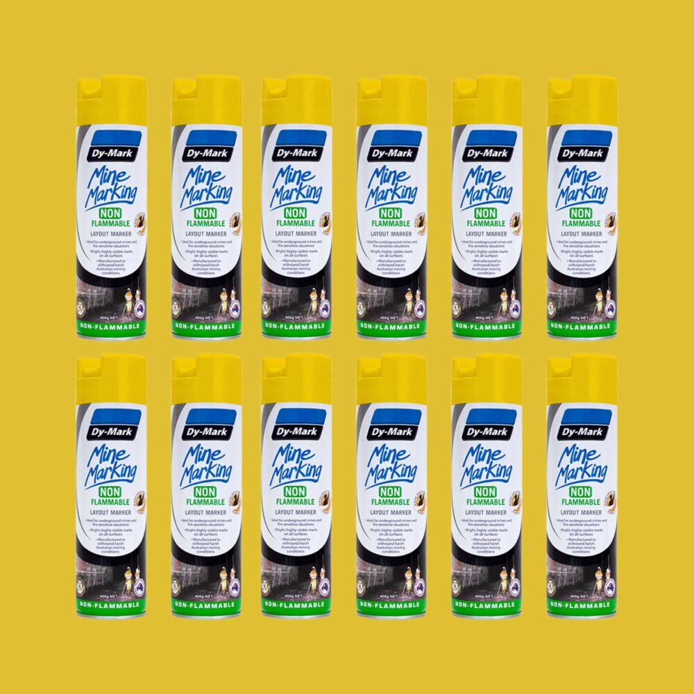 Dy-Mark Non Flammable Mine Marking Paint - Vertical - 12 Pack Yellow Image