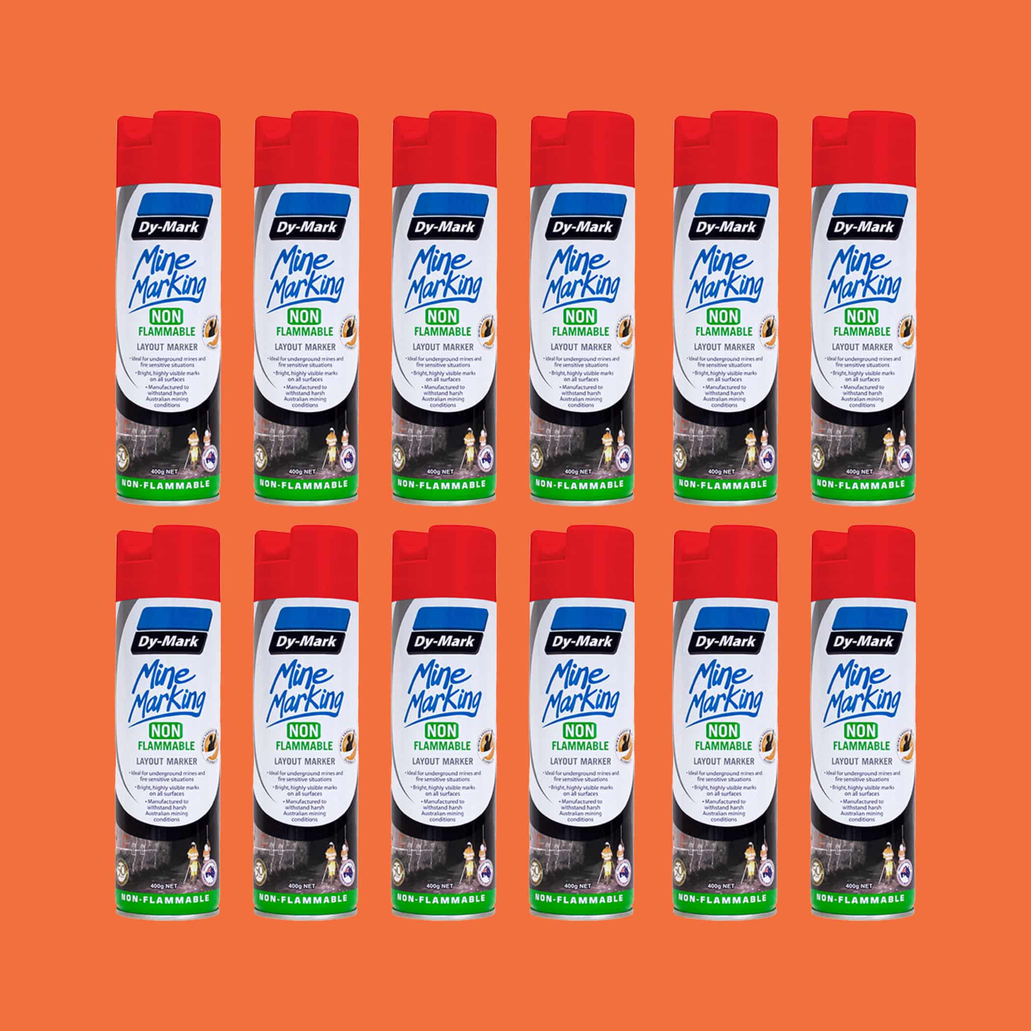 Dy-Mark Non Flammable Mine Marking Paint - Vertical - 12 Pack Orange Image