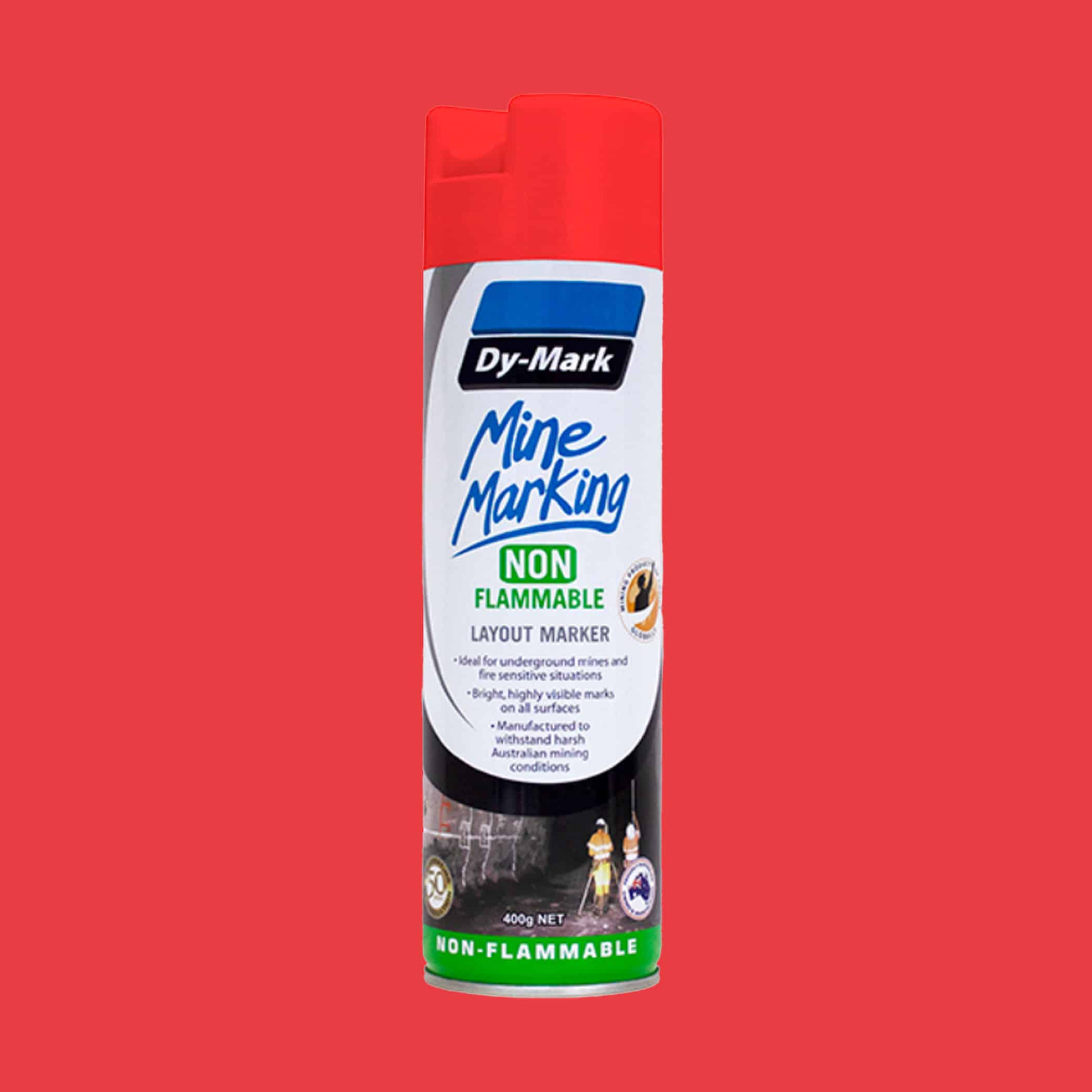 Dy-Mark Non Flammable Mine Marking Paint - Vertical - Single Item Fluoro Red Image
