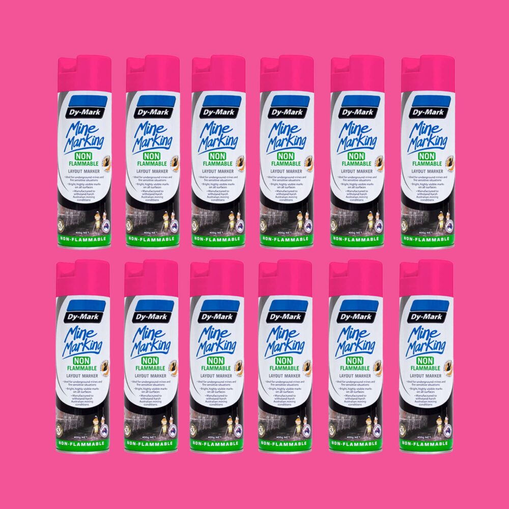 Dy-Mark Non Flammable Mine Marking Paint - Vertical - 12 Pack Fluoro Pink Image