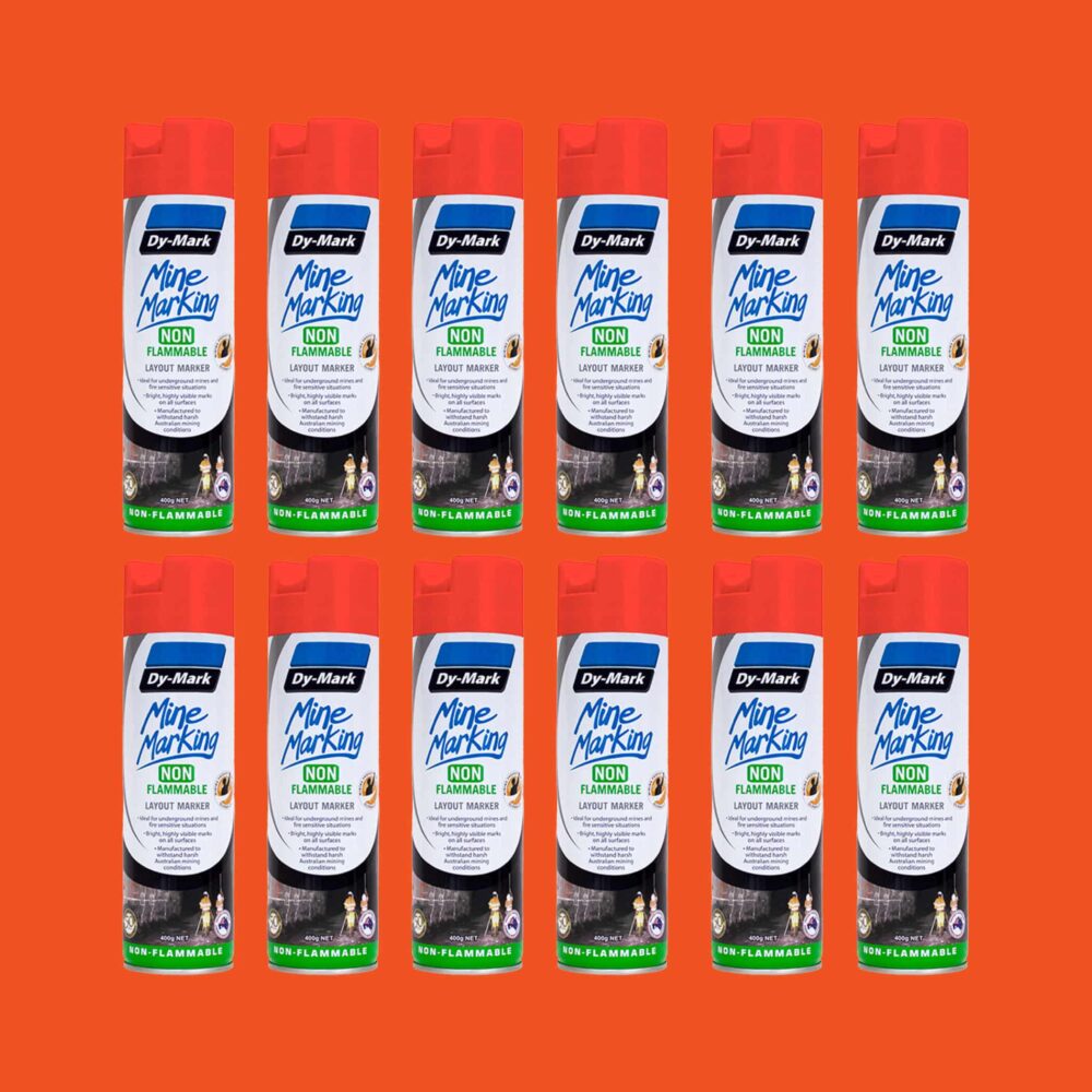 Dy-Mark Non Flammable Mine Marking Paint - Vertical - 12 Pack Fluoro Orange Image