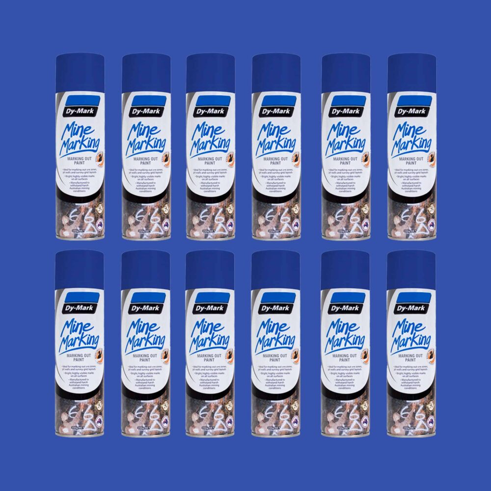 Dy-Mark Mine Marking Paint - 12 Pack Horizontal Blue