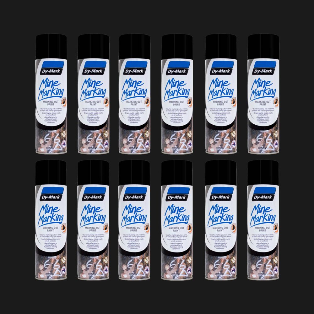 Dy-Mark Mine Marking Paint - 12 Pack Horizontal Black