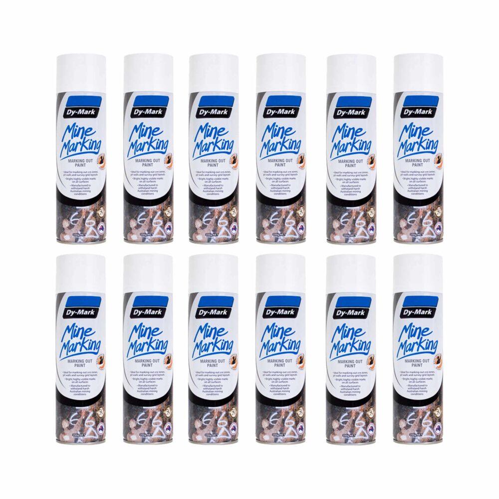 Dy-Mark Mine Marking Paint - 12 Pack Horizontal White