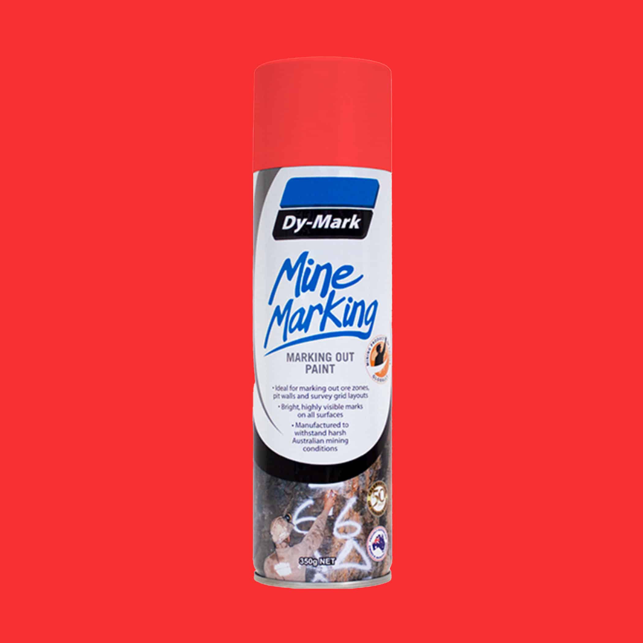 Dy-Mark Mine Marking Paint - Single Item Horizontal Fluorescent Red