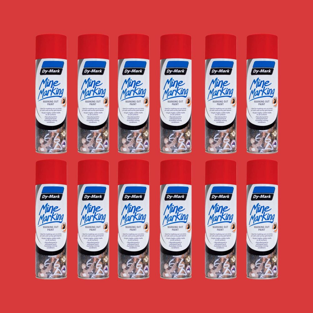 Dy-Mark Mine Marking Paint - 12 Pack Horizontal Red