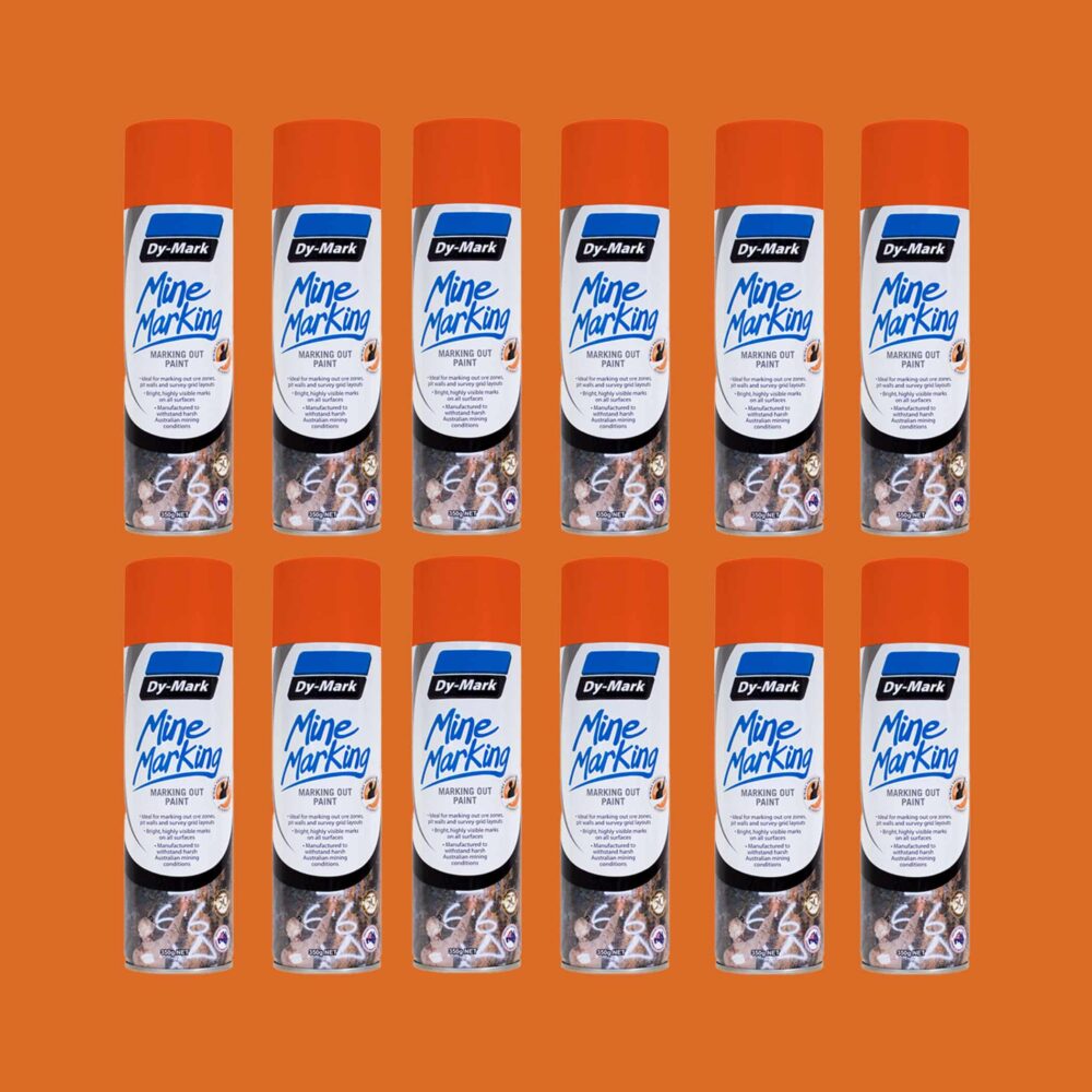 Dy-Mark Mine Marking Paint - 12 Pack Horizontal Orange