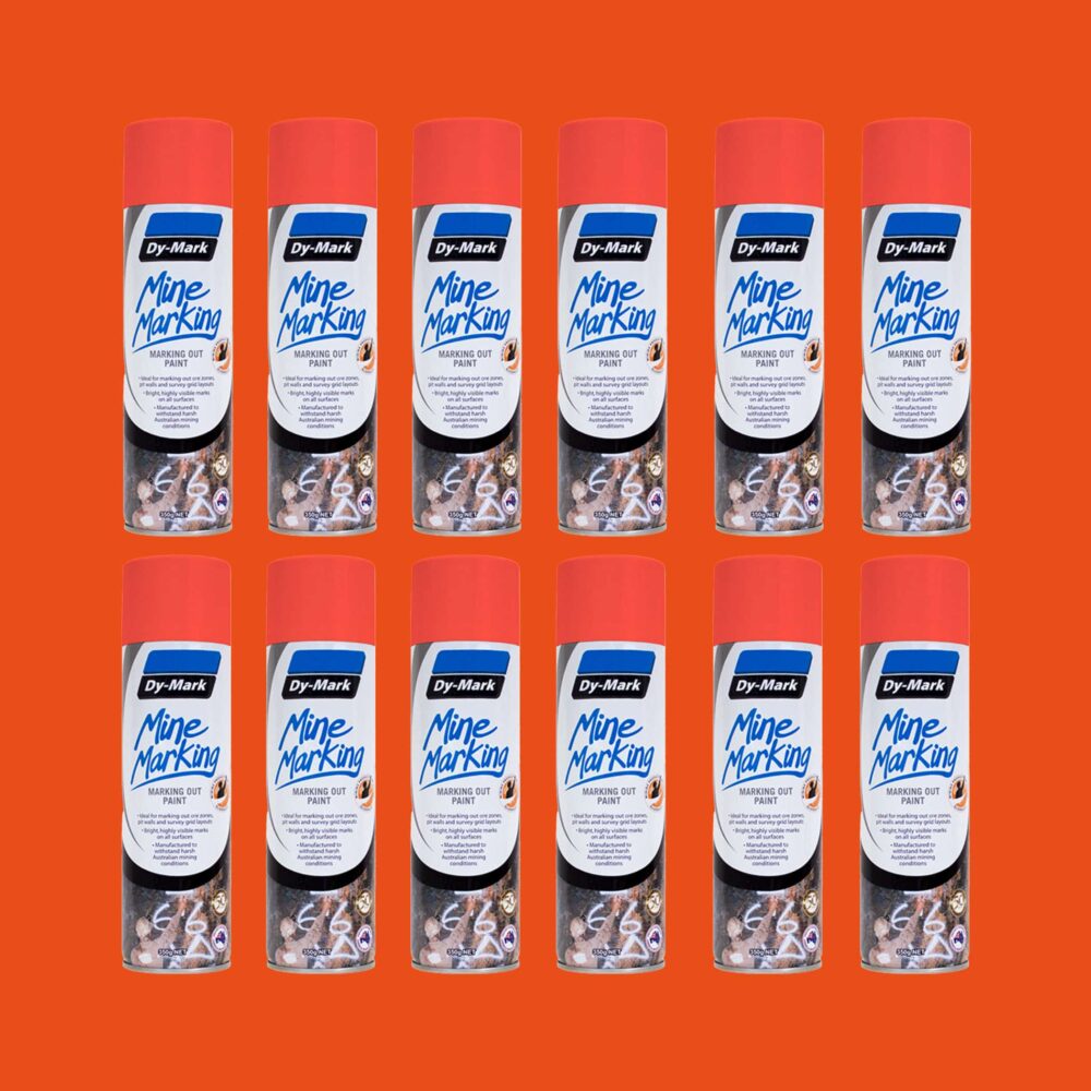 Dy-Mark Mine Marking Paint - 12 Pack Vertical Horizontal Orange