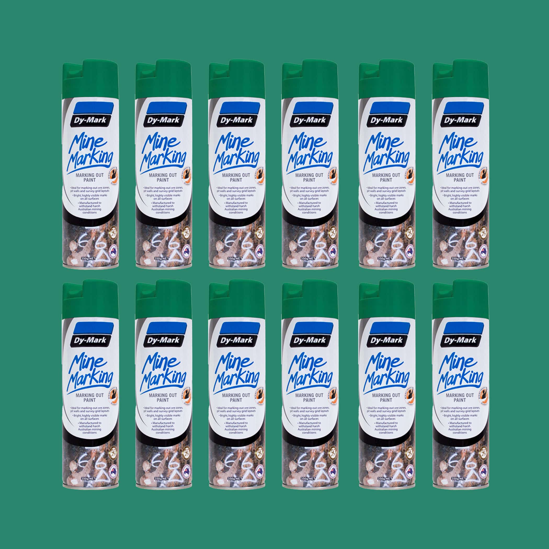 Dy-Mark Mine Marking Paint - 12 Pack Vertical Green