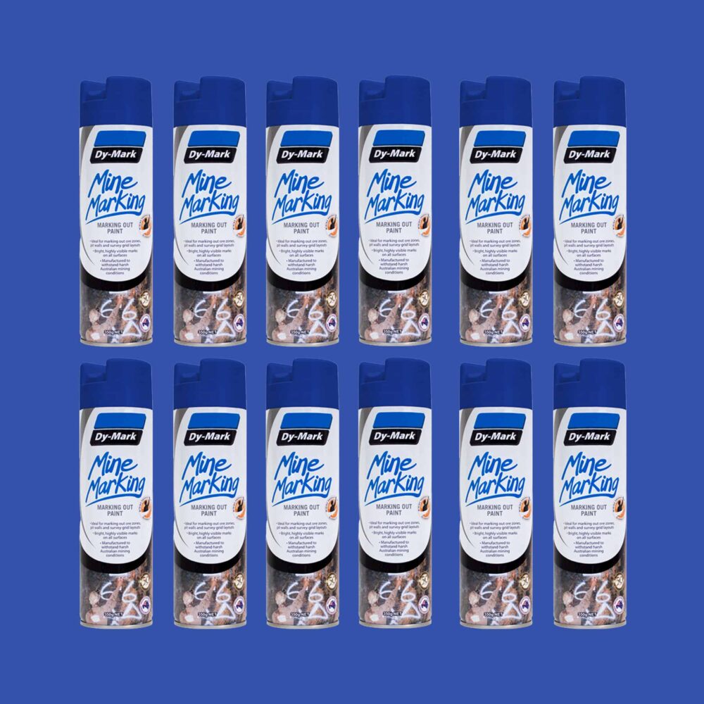 Dy-Mark Mine Marking Paint - 12 Pack Vertical Blue