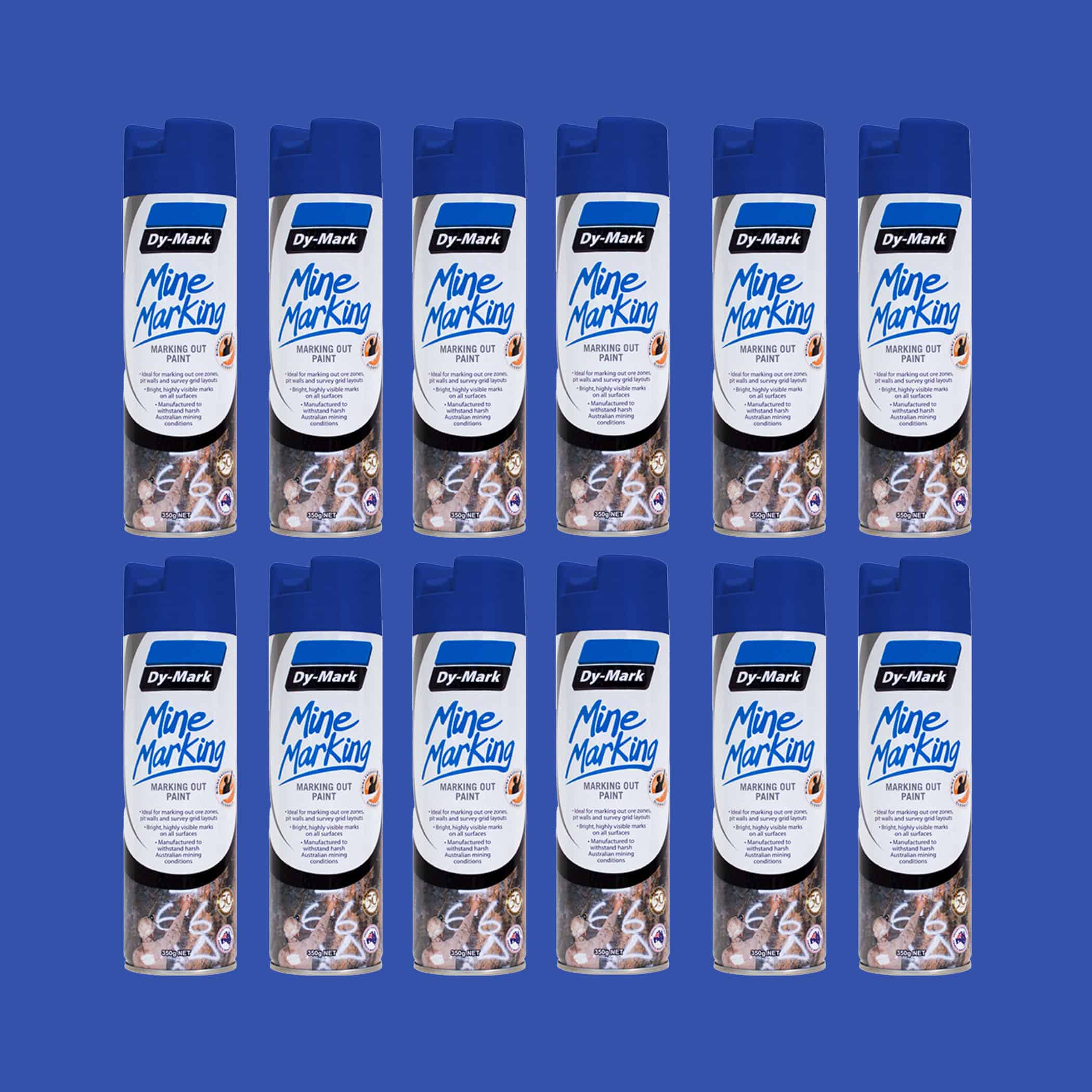 Dy-Mark Mine Marking Paint - 12 Pack Vertical Blue