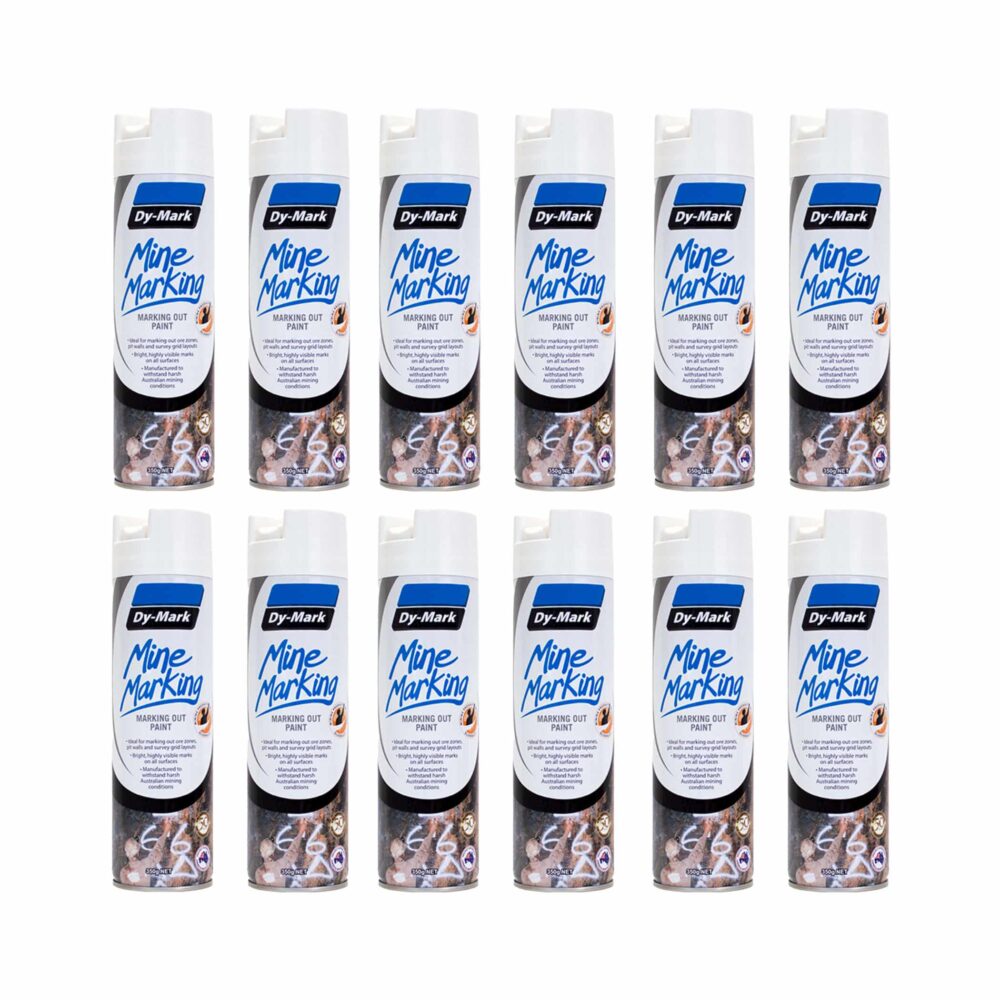 Dy-Mark Mine Marking Paint - 12 Pack Vertical White