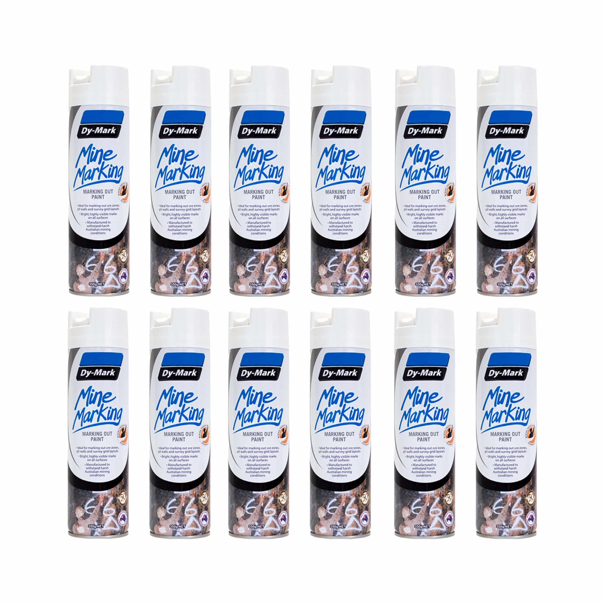 Dy-Mark Mine Marking Paint - 12 Pack Vertical White