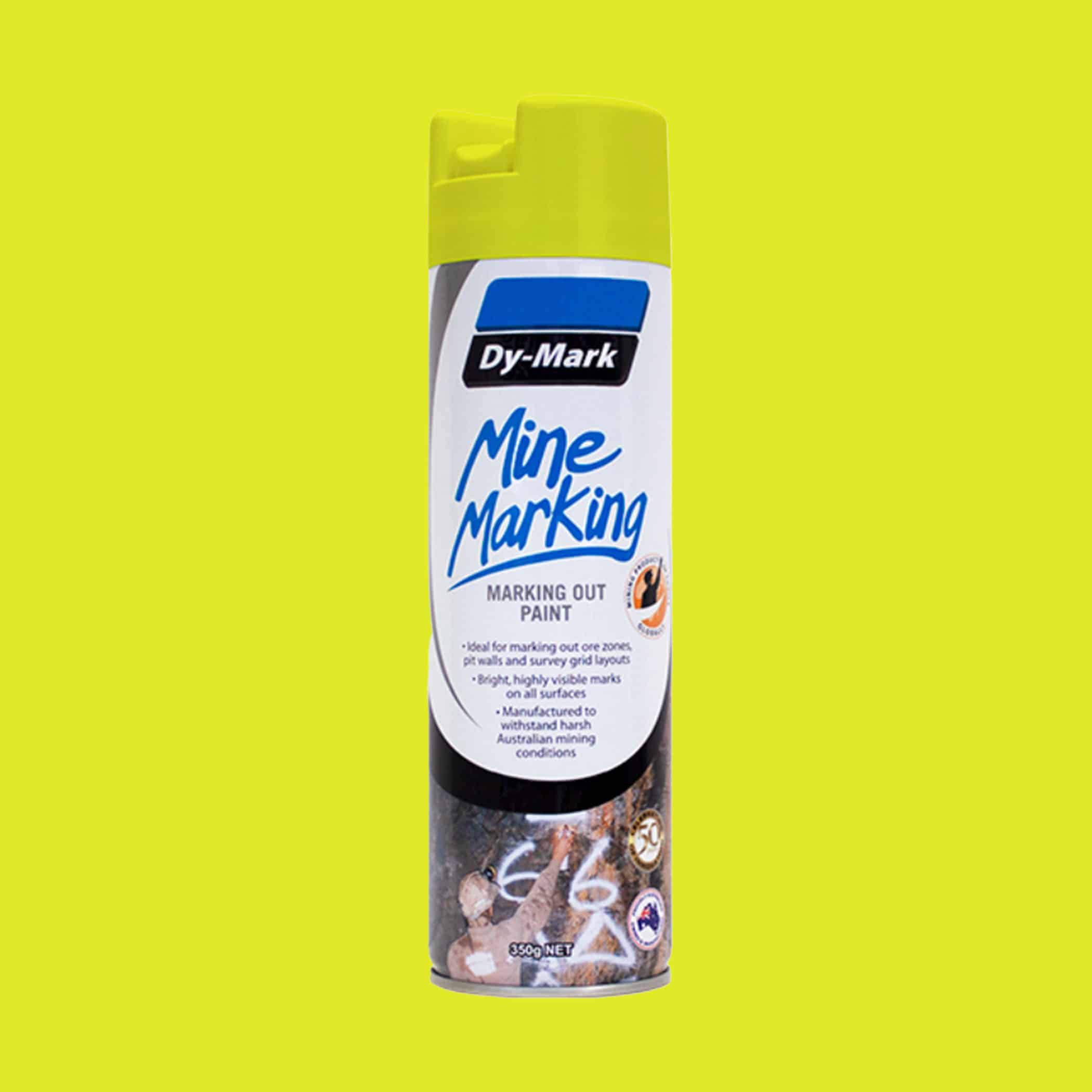 Dy-Mark Mine Marking Paint - Single Item Vertical Fluorescent Yellow